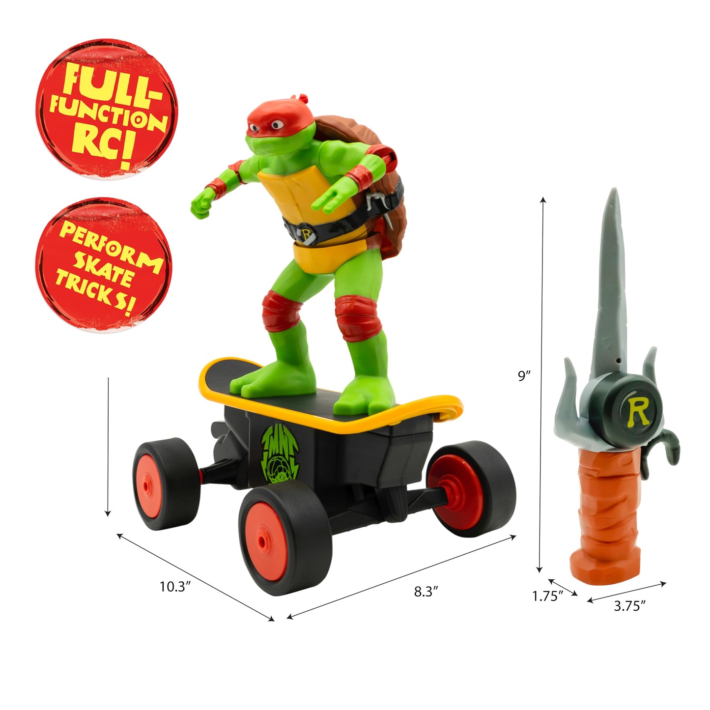 TMNT Raphael Cowabunga RC Skateboard — Real Skate Tricks, 2.4 GHz