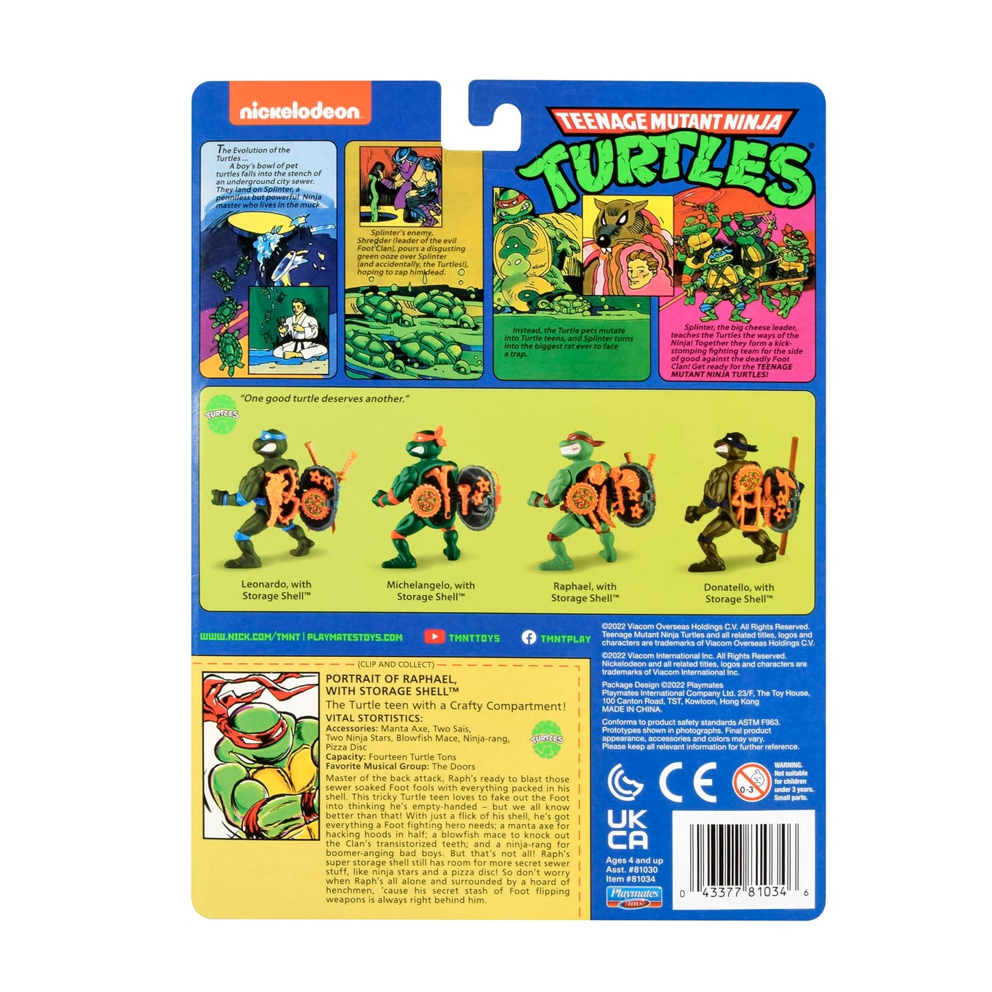 Teenage Mutant Ninja Turtles: Raphael 4-Inch Original Classic Storage Shell Figure by Playmates Toys