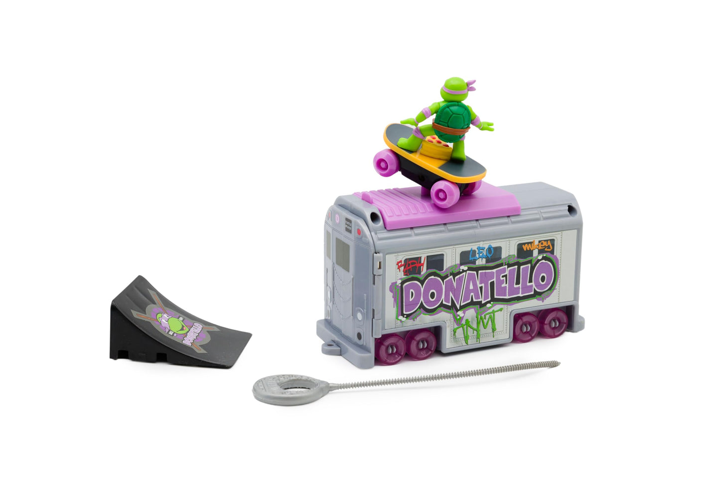 Teenage Mutant Ninja Turtles 5-In Switch Kick Subway Launcher Donatello for Ages 3+ - Launch & Battle with Box Car - Collect All 4