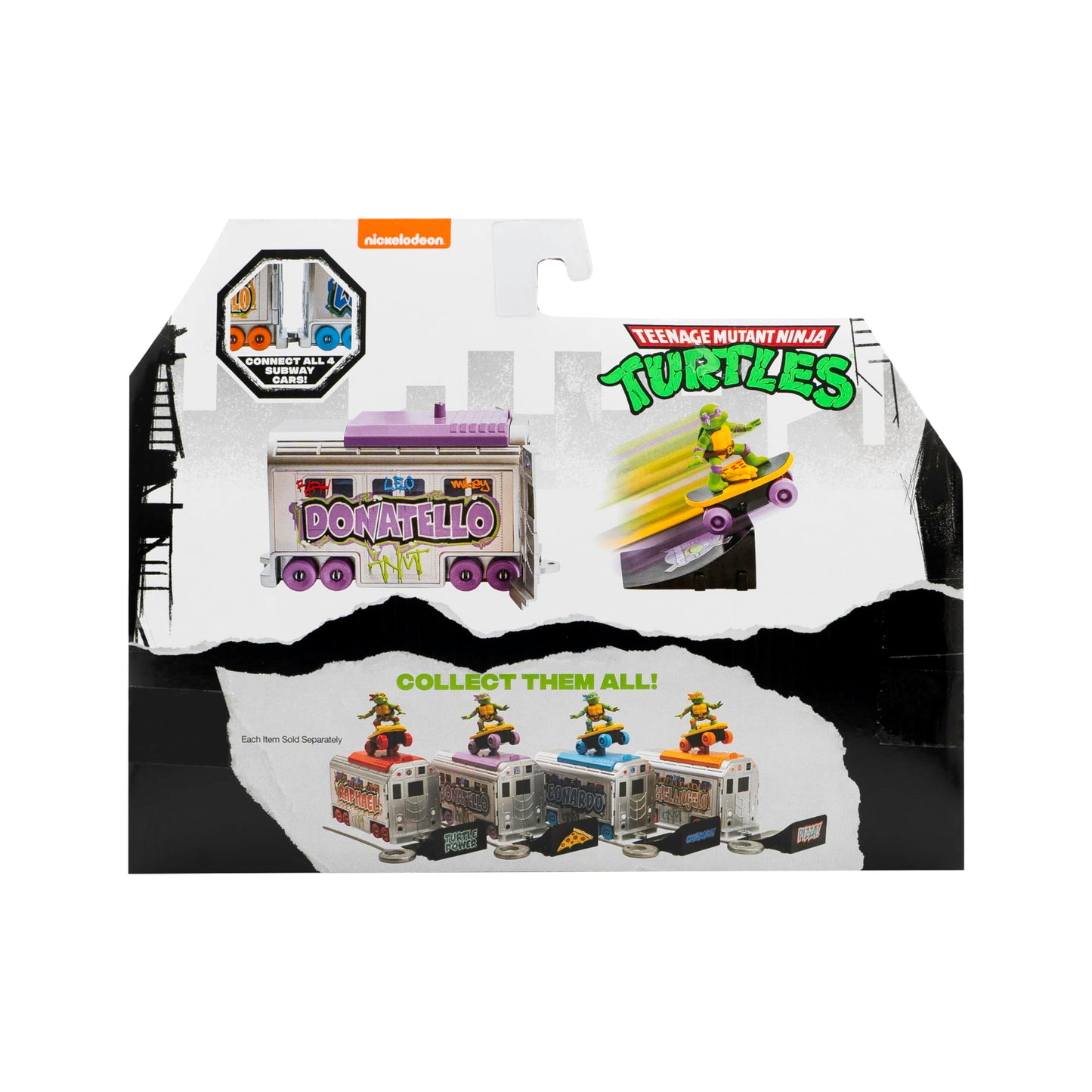 Teenage Mutant Ninja Turtles 5-In Switch Kick Subway Launcher Donatello for Ages 3+ - Launch & Battle with Box Car - Collect All 4