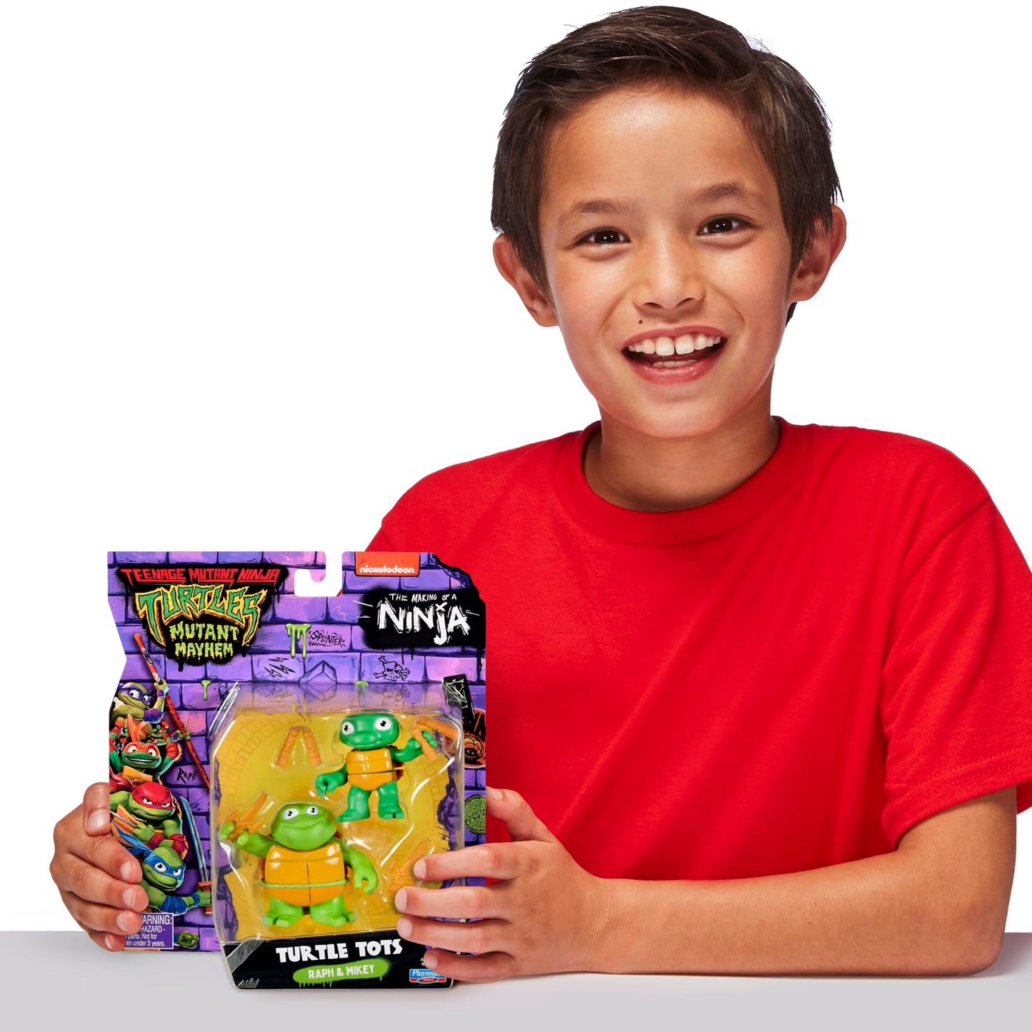 TMNT Turtle Tot 2-Pack: Michelangelo & Raphael Action Figures (3in & 3.5in) – Gift for Kids 4–7 & TMNT Fans