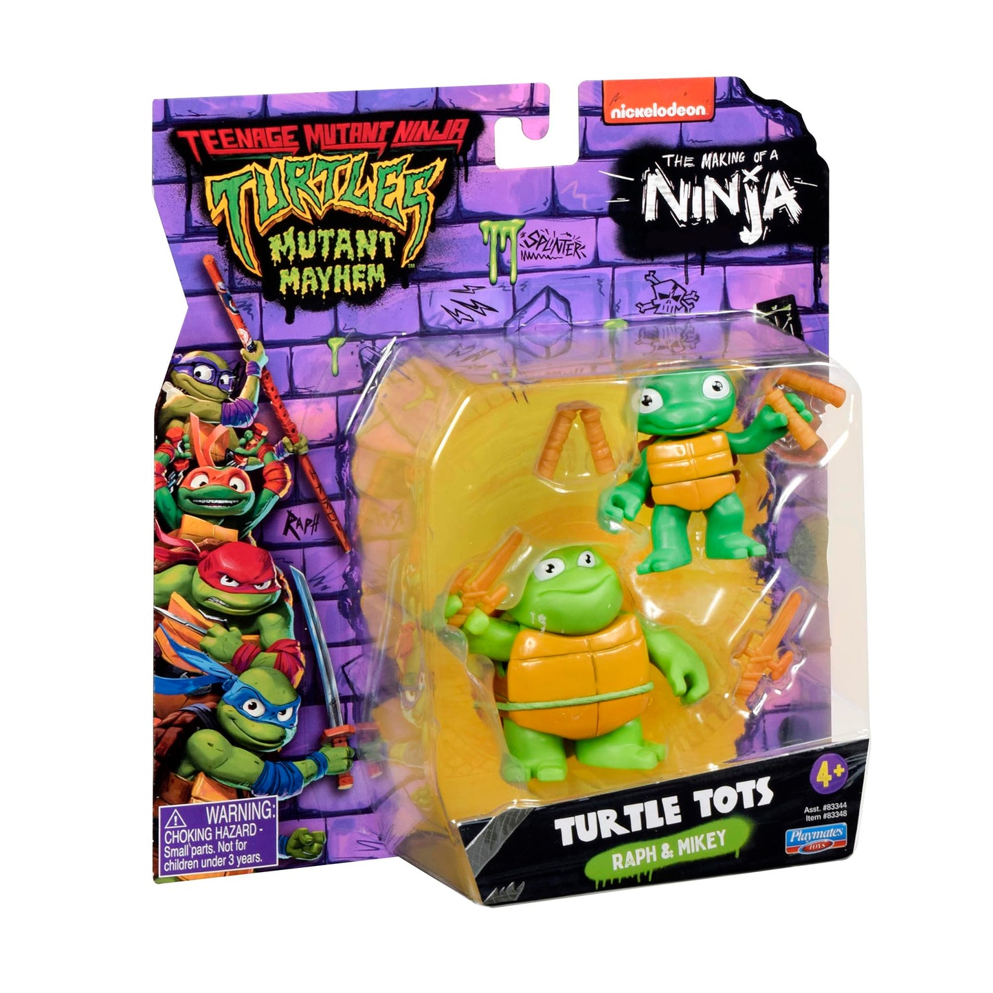 TMNT Turtle Tot 2-Pack: Michelangelo & Raphael Action Figures (3in & 3.5in) – Gift for Kids 4–7 & TMNT Fans