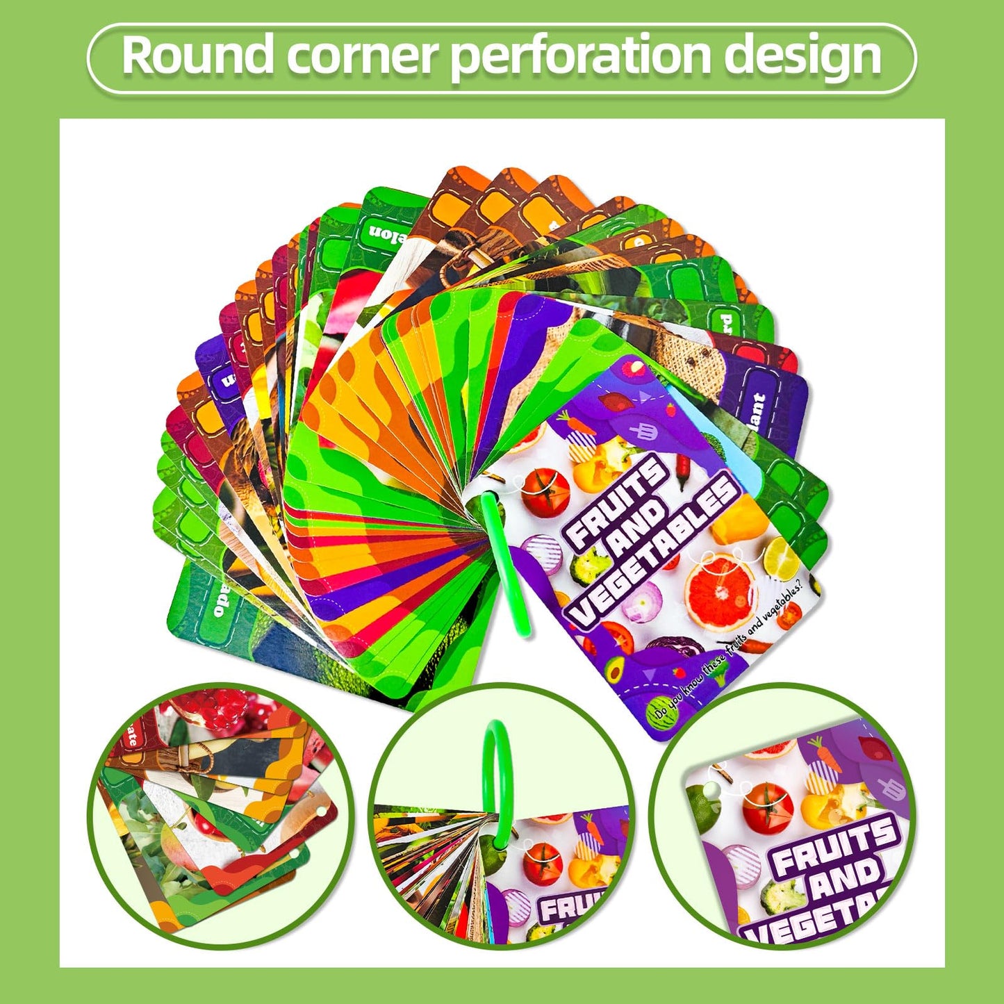 TNCDJKPA 45Pcs Fruits & Veggies Cognitive Cards - Realistic PVC Flash Cards