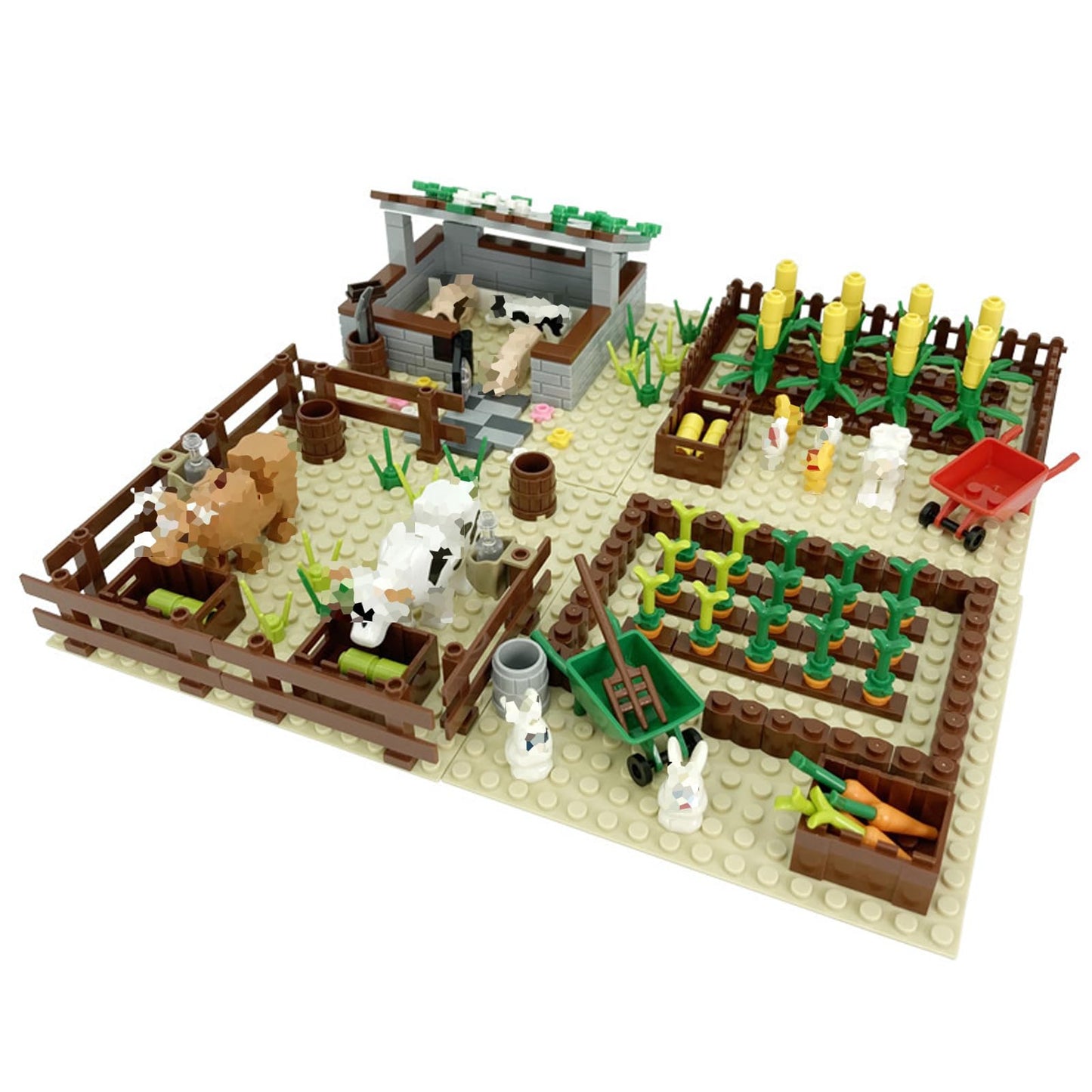 TNDCKP Barn & Farm Building Block Set C – Chicken Coop, Garden & Crops, Lego 853792 Compatible | Ages 6–12
