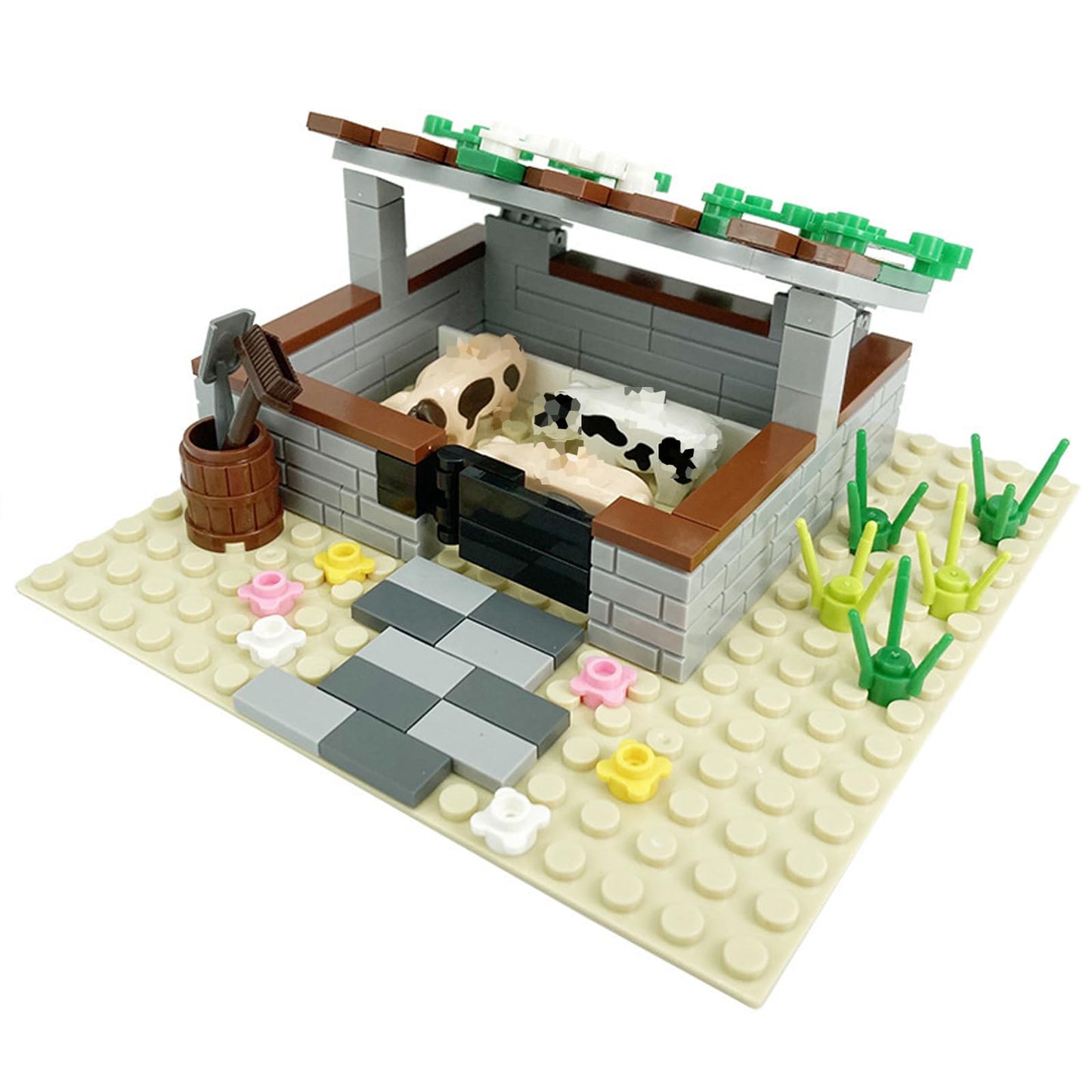 TNDCKP Barn & Farm Building Block Set C – Chicken Coop, Garden & Crops, Lego 853792 Compatible | Ages 6–12