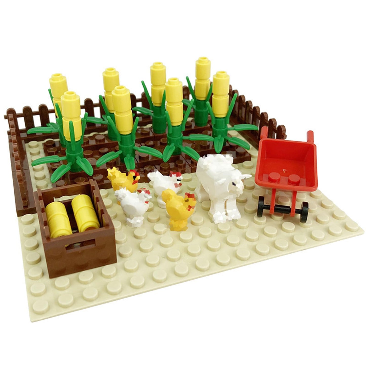 TNDCKP Barn & Farm Building Block Set C – Chicken Coop, Garden & Crops, Lego 853792 Compatible | Ages 6–12