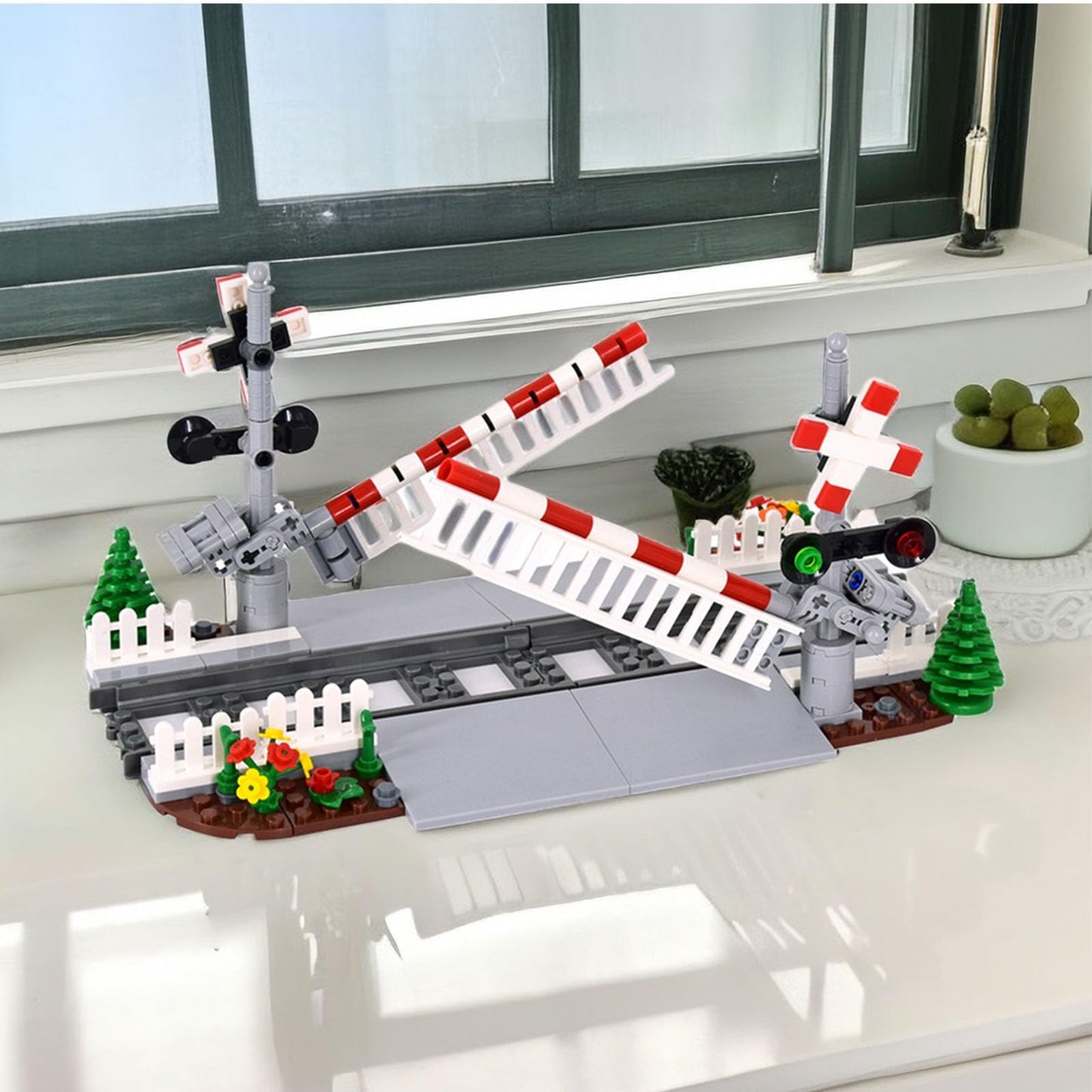 TNDCKP Train Tracks Building Block Set 02 – City Rail & Crossing Accessories, LEGO Compatible, Ages 6+