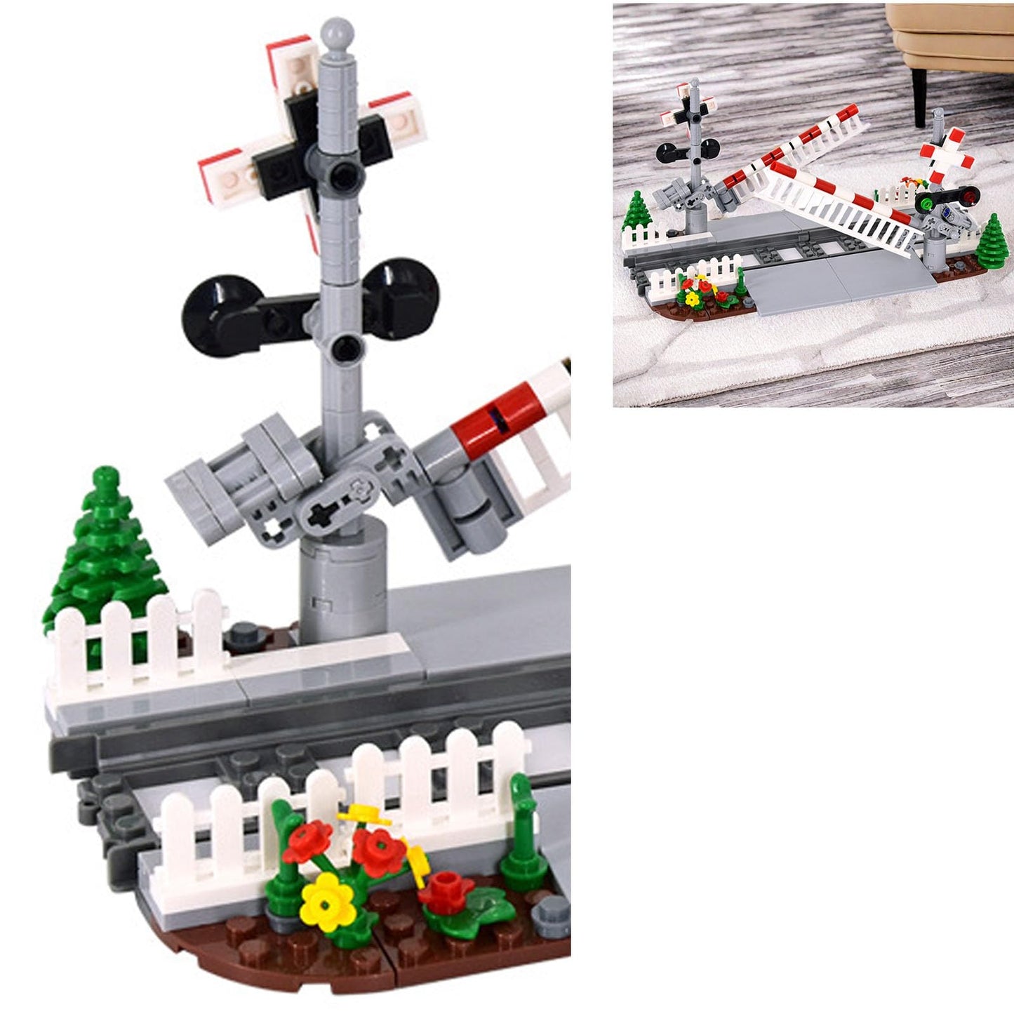TNDCKP Train Tracks Building Block Set 02 – City Rail & Crossing Accessories, LEGO Compatible, Ages 6+