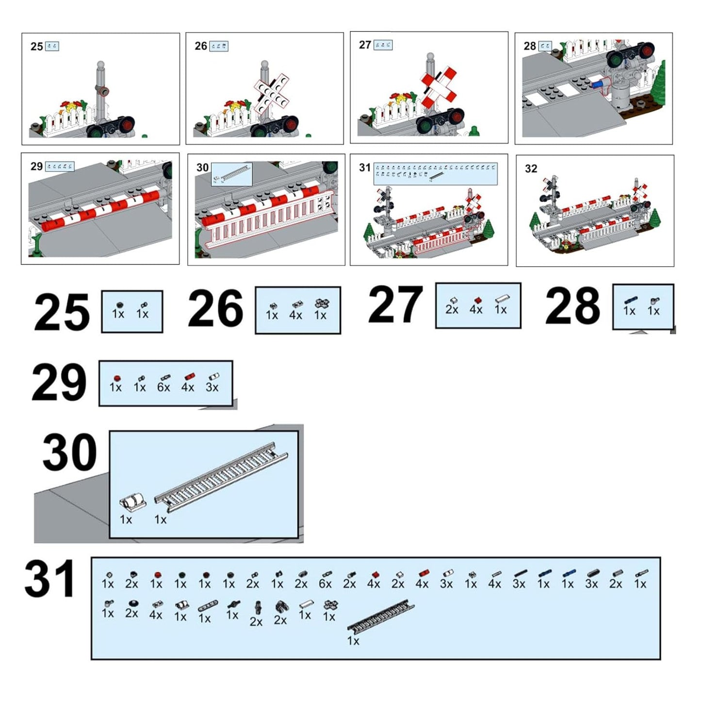 TNDCKP Train Tracks Building Block Set 02 – City Rail & Crossing Accessories, LEGO Compatible, Ages 6+