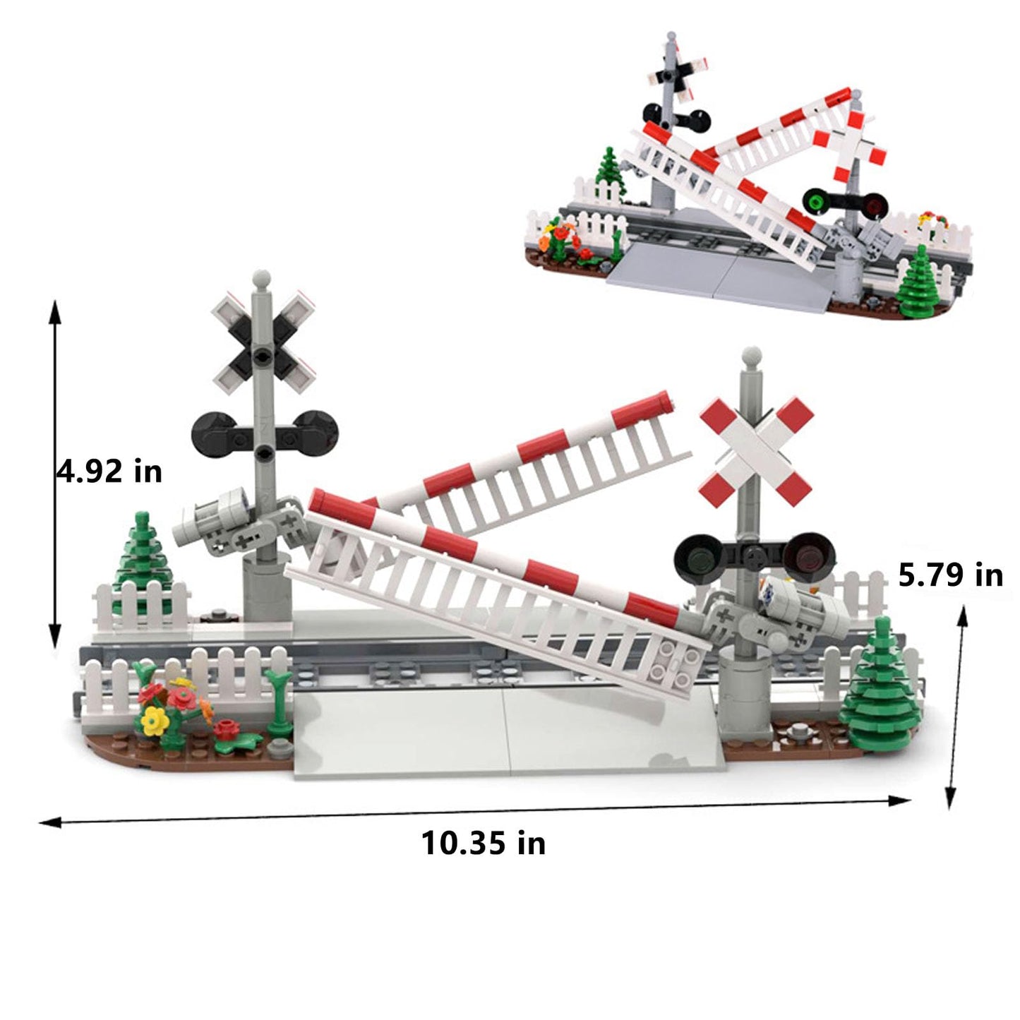 TNDCKP Train Tracks Building Block Set 02 – City Rail & Crossing Accessories, LEGO Compatible, Ages 6+