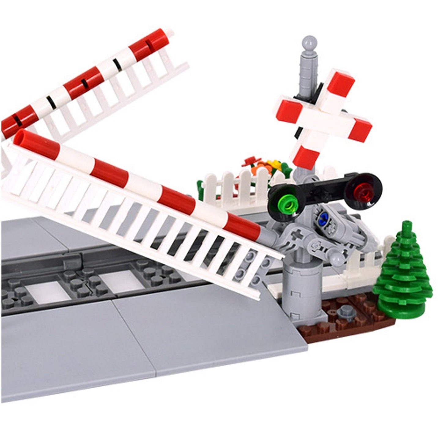 TNDCKP Train Tracks Building Block Set 02 – City Rail & Crossing Accessories, LEGO Compatible, Ages 6+