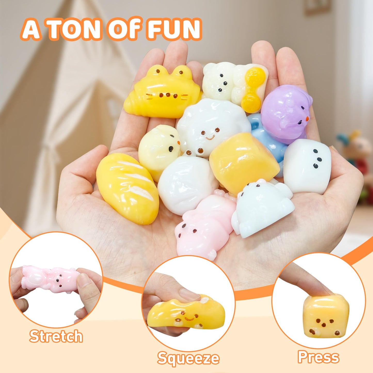 TNGTSWWCV 20pc Taba Squishy Toys Kit – Valentines Day Gifts, Fidget Toys with Keychain (Random)