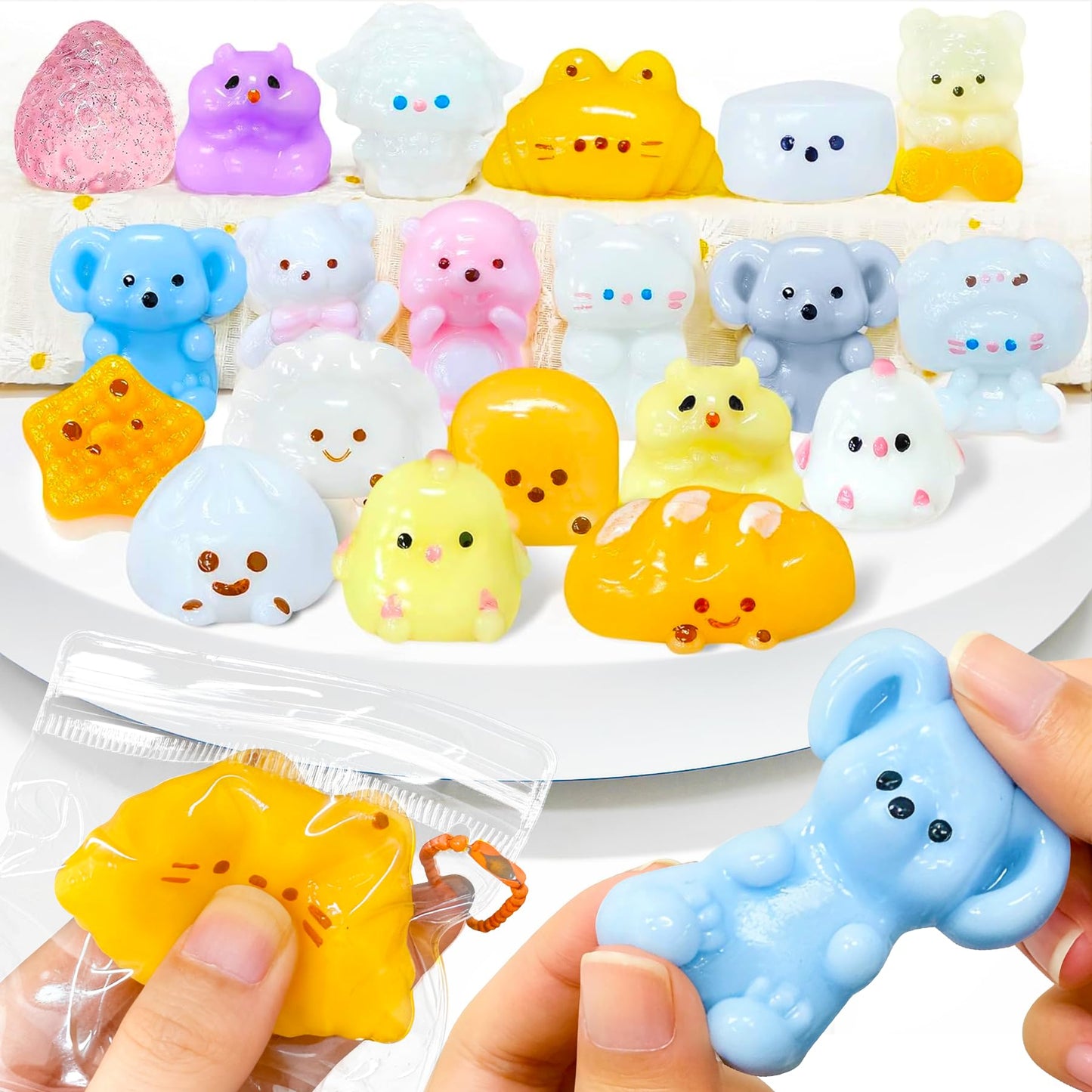 TNGTSWWCV 20pc Taba Squishy Toys Kit – Valentines Day Gifts, Fidget Toys with Keychain (Random)