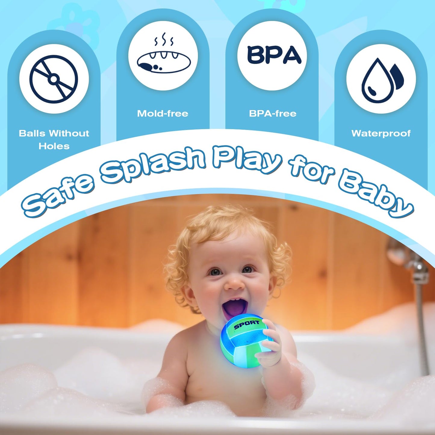 TNOIE Light Up Bath Toys – Bathtub Basketball Hoop for Toddlers 1-3