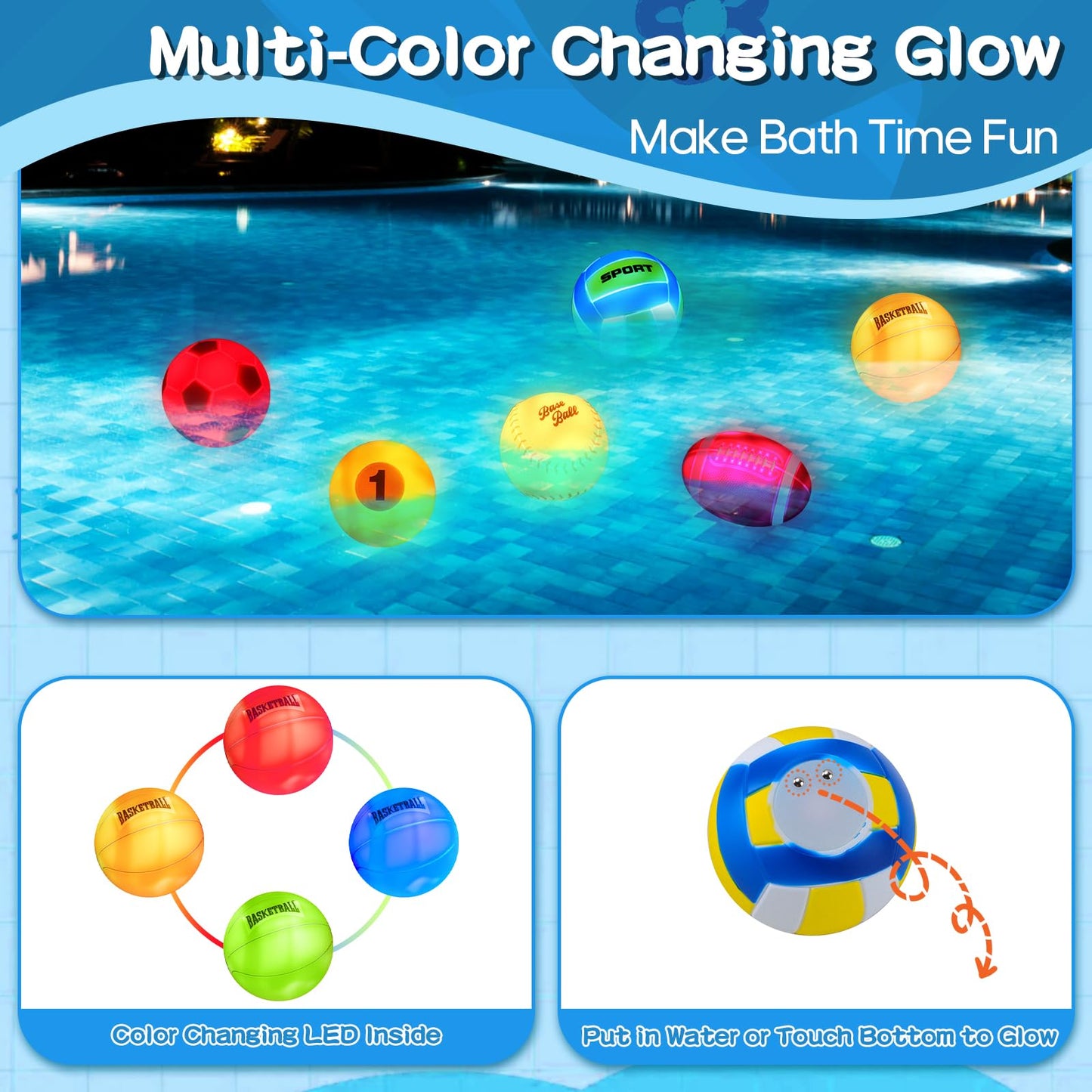 TNOIE Light Up Bath Toys – Bathtub Basketball Hoop for Toddlers 1-3