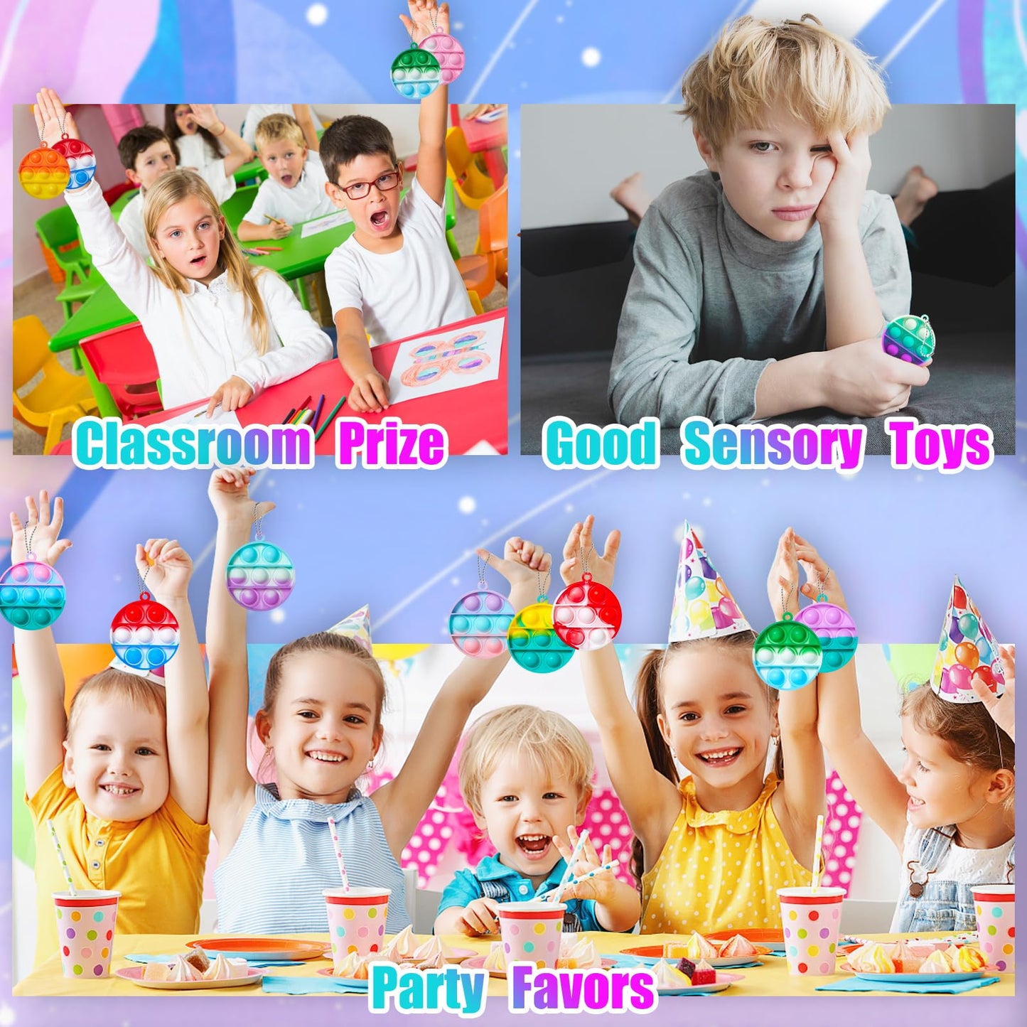 TOANWOD 24Pcs Pop Fidget Toys – Party Favors & Classroom Prizes
