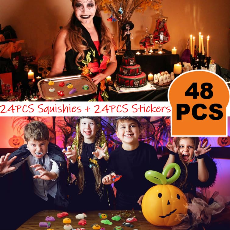 TOANWOD 24Pcs Halloween Mochi Squishy Toys – Party Favors & Classroom Prizes