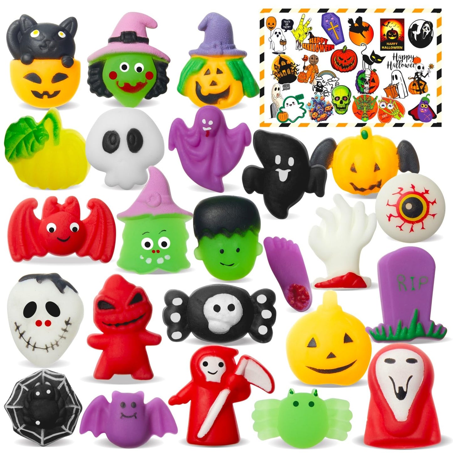 TOANWOD 24Pcs Halloween Mochi Squishy Toys – Party Favors & Classroom Prizes