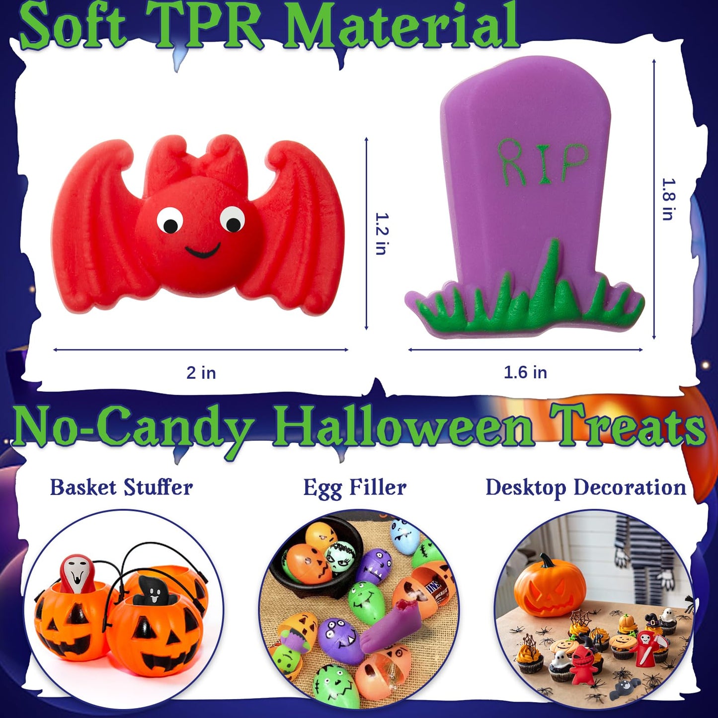 TOANWOD 24Pcs Halloween Mochi Squishy Toys – Party Favors & Classroom Prizes
