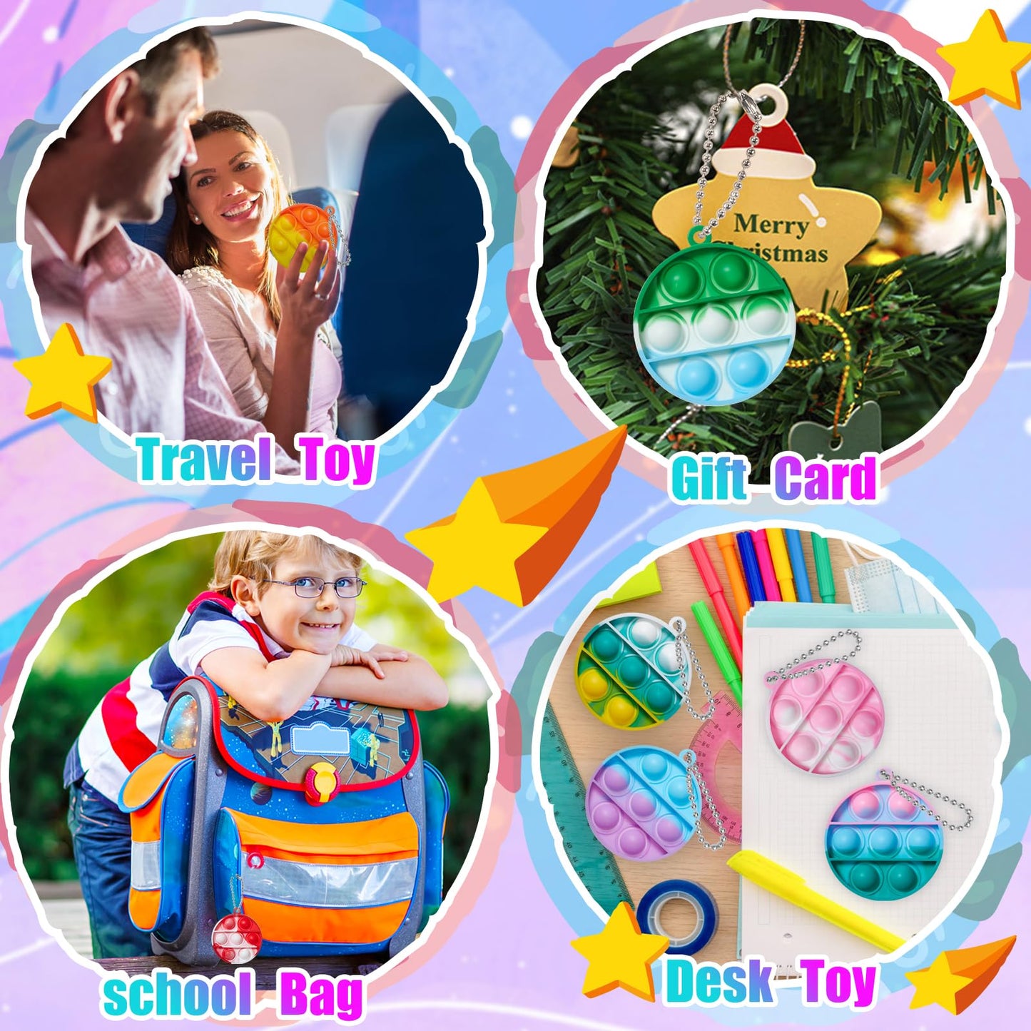 TOANWOD 24Pcs Pop Fidget Toys – Party Favors & Classroom Prizes