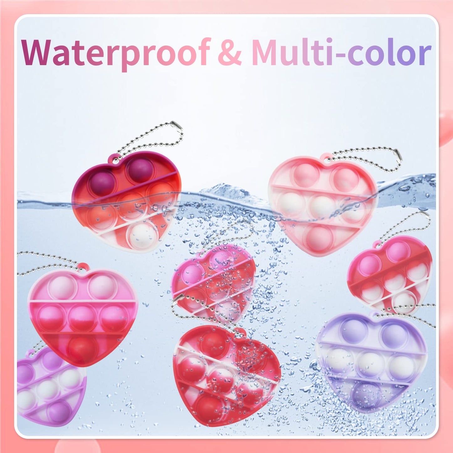 TOANWOD 24Pcs Valentines Pop Fidget Keychains – Mini Party Favors & Classroom Prizes Bulk