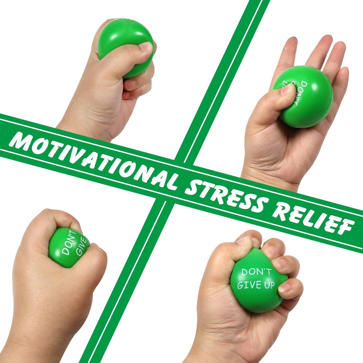TOAOB Motivational Stress Balls 6 Pack – 2.5-inch Foam Squeeze Balls for Focus & Calm