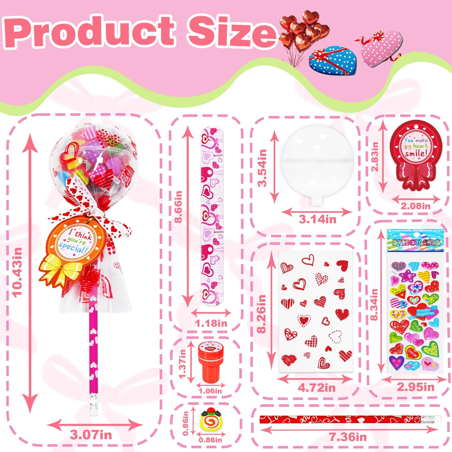 TOAPER 28-Pack Giant Lollipop Valentine Stationery for Kids – Classroom Gift Set