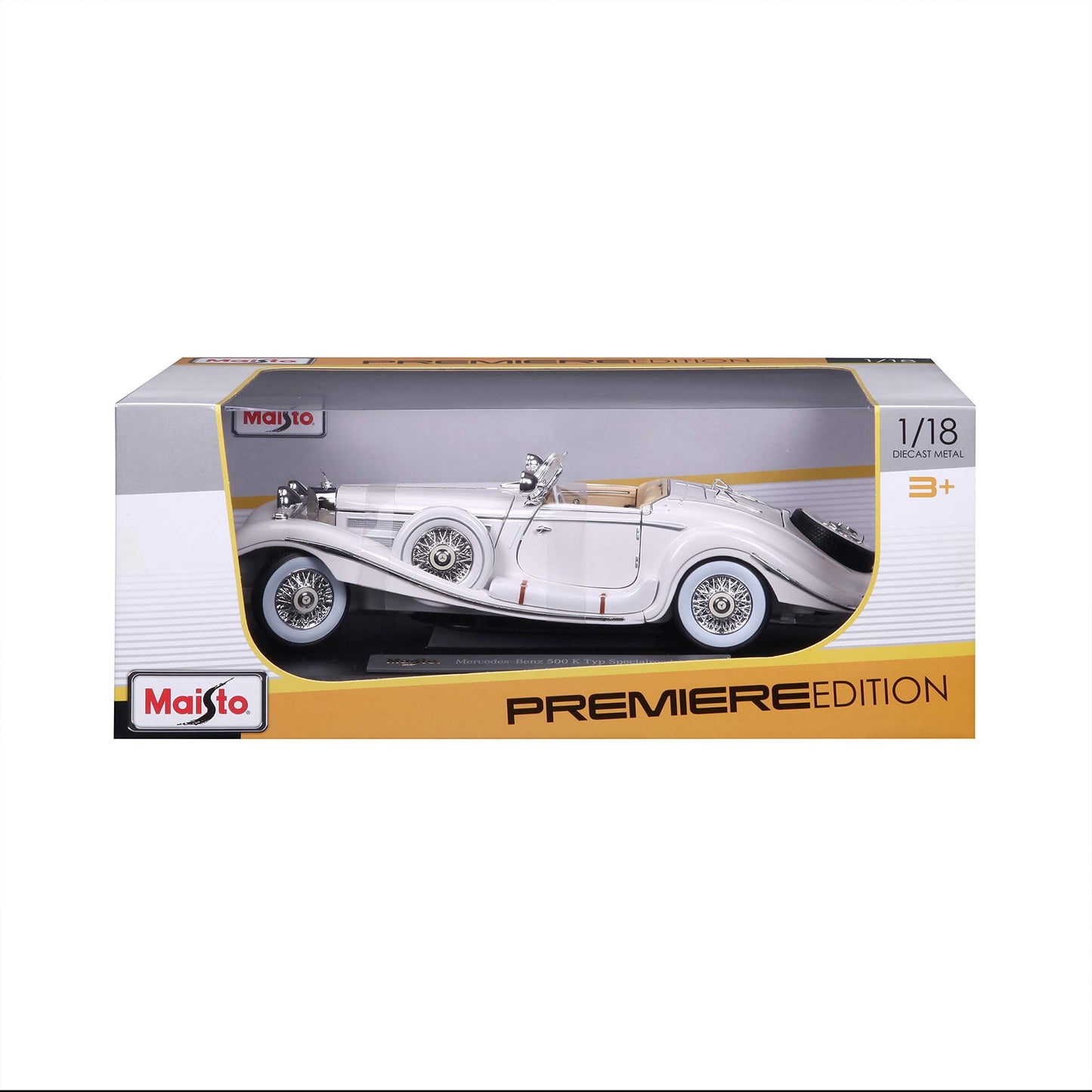 Maisto 1:18 Scale 1936 Mercedes-Benz 500 K Special Roadster Diecast – White | Tobar