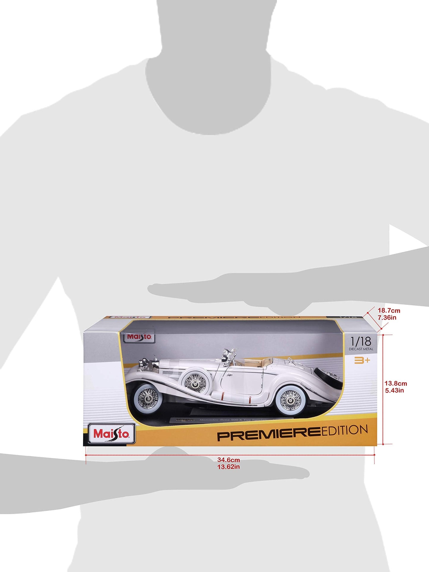 Maisto 1:18 Scale 1936 Mercedes-Benz 500 K Special Roadster Diecast – White | Tobar