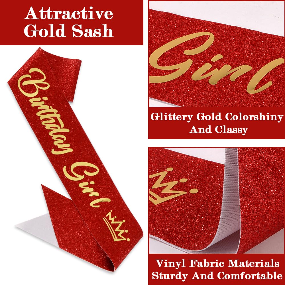 TOBATOBA Birthday Crown and Sash Set – Red Tiara for Women & Girls | Party Decorations & Gifts