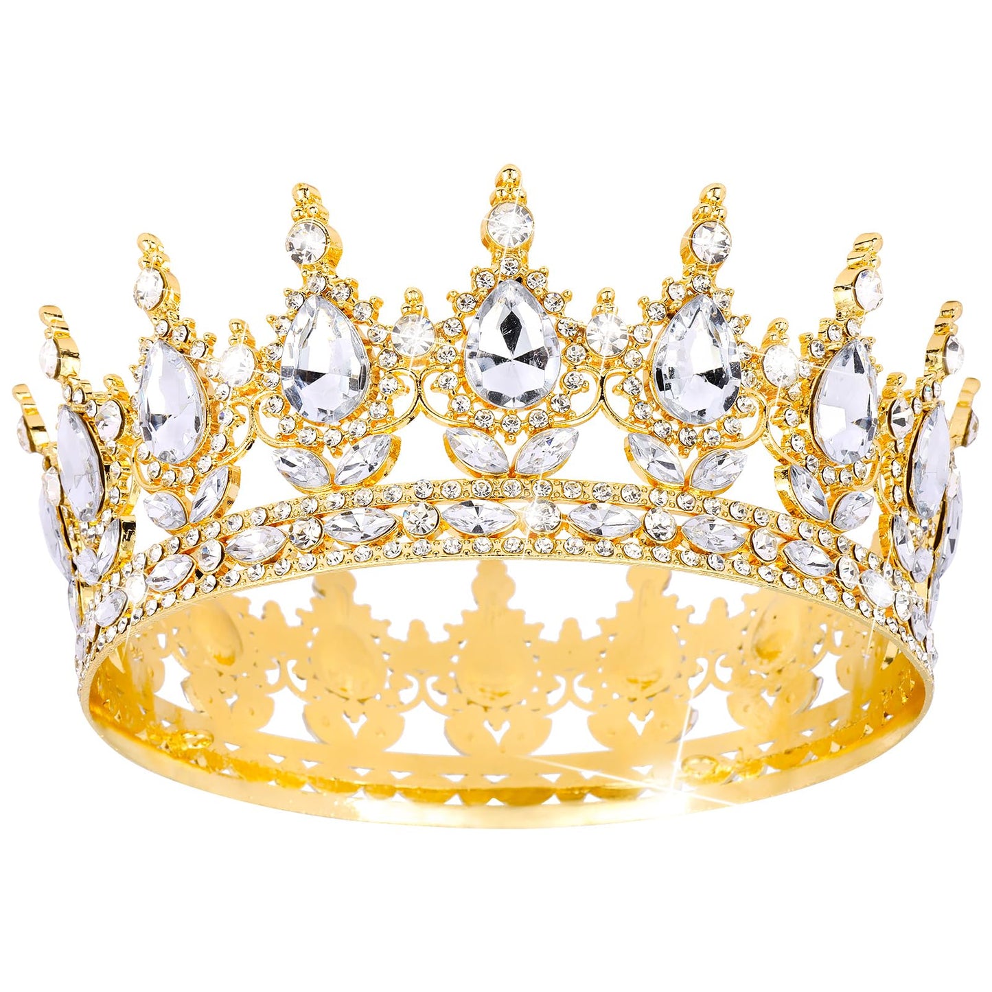 TOBATOBA Gold Queen Crown – Crystal Tiara for Weddings, Parties & Cake Topper