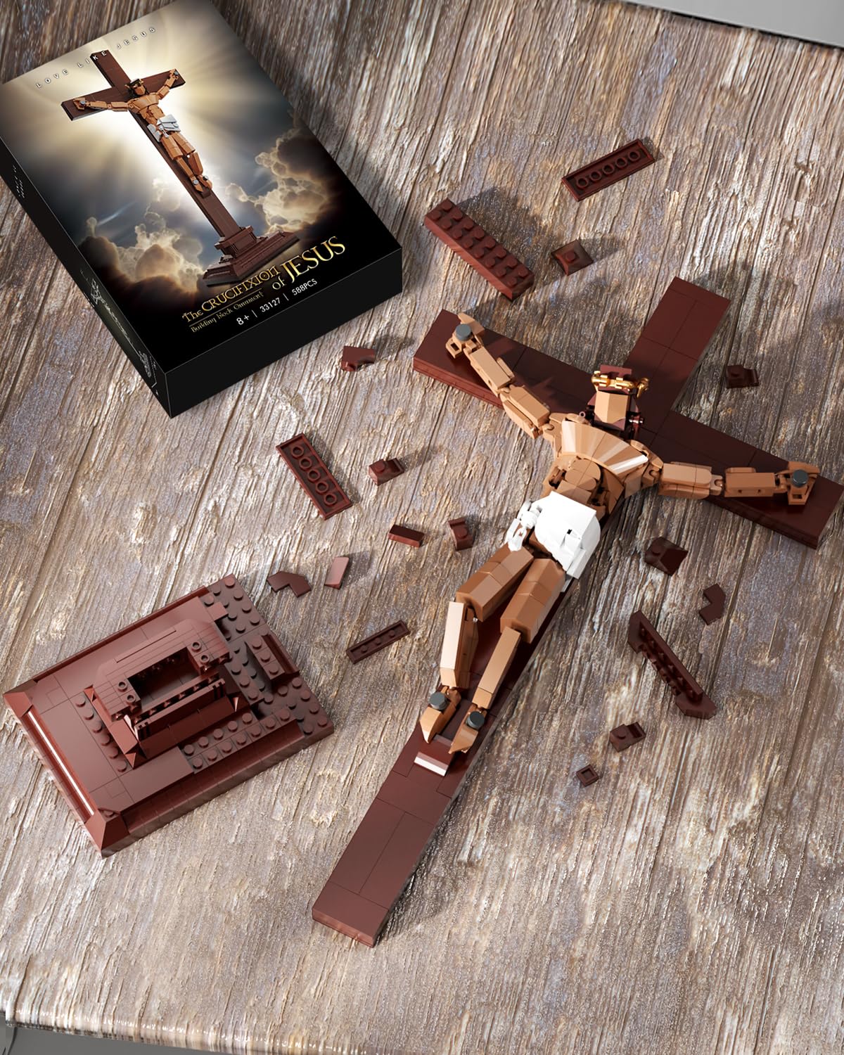 Tobocoy Jesus Crucifixion Building Blocks Set - 588 Pieces | Lego-Compatible Religious Toy