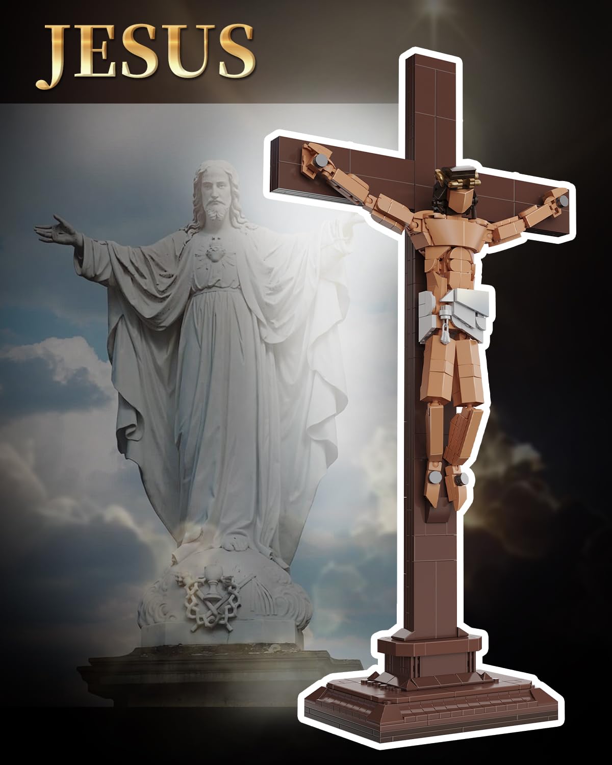Tobocoy Jesus Crucifixion Building Blocks Set - 588 Pieces | Lego-Compatible Religious Toy