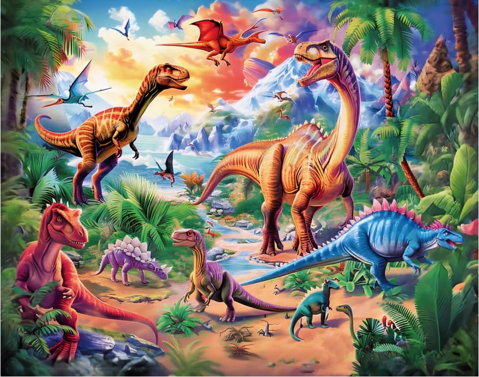 TOCHILD 100-Piece Dinosaur Puzzle for Kids Ages 4-10 | Educational Jigsaw Toy