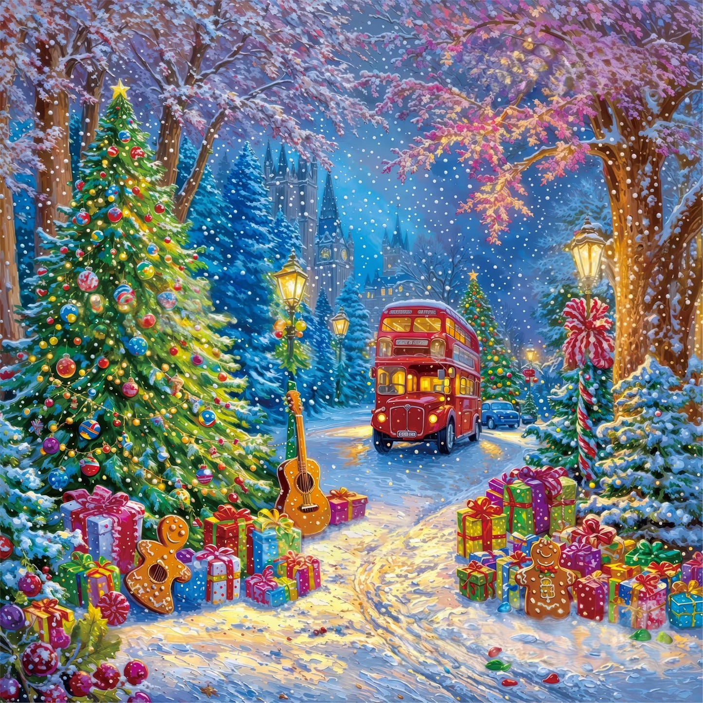 TOCHILD Christmas Puzzle 500 Pieces for Adults – Glitter Finish, Letters on Back, 19.7 x 19.7 inches