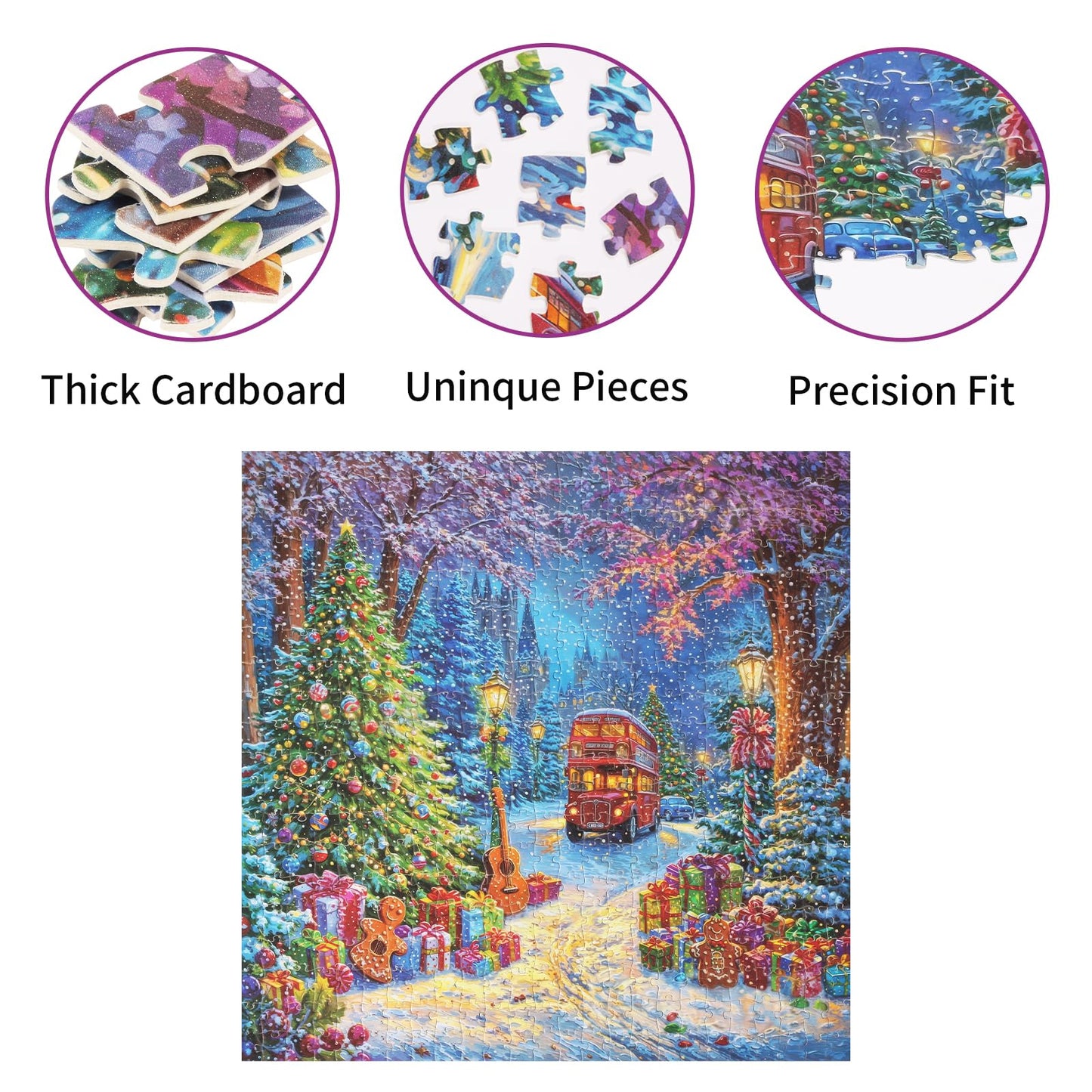 TOCHILD Christmas Puzzle 500 Pieces for Adults – Glitter Finish, Letters on Back, 19.7 x 19.7 inches