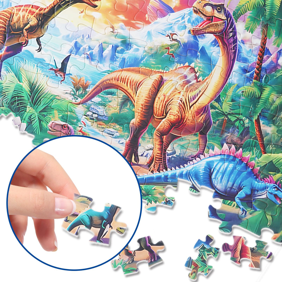 TOCHILD 100-Piece Dinosaur Puzzle for Kids Ages 4-10 | Educational Jigsaw Toy