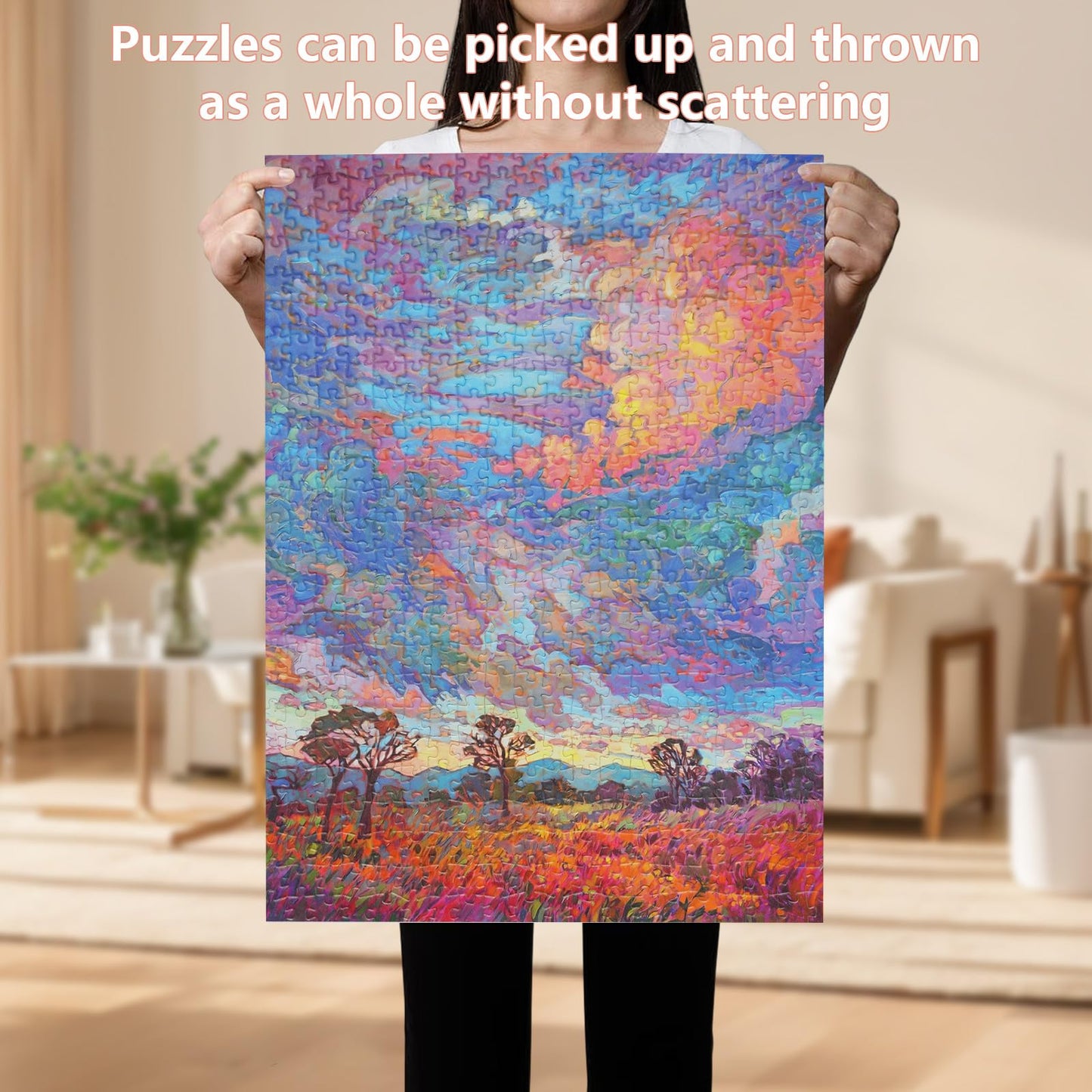 TOCHILD Glitter Sunset 500-Piece Jigsaw Puzzle for Adults – Letters on Back, 20.5 x 15 in