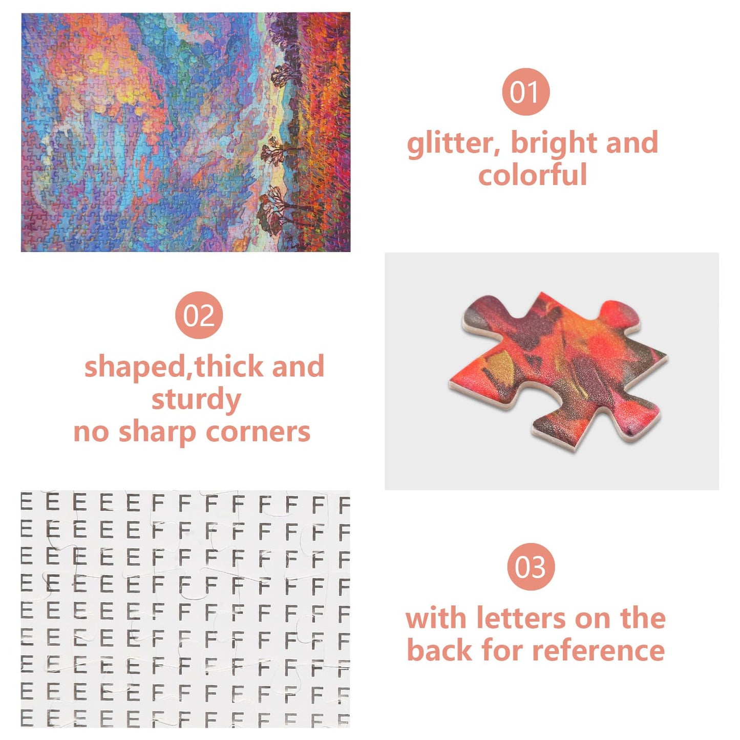 TOCHILD Glitter Sunset 500-Piece Jigsaw Puzzle for Adults – Letters on Back, 20.5 x 15 in