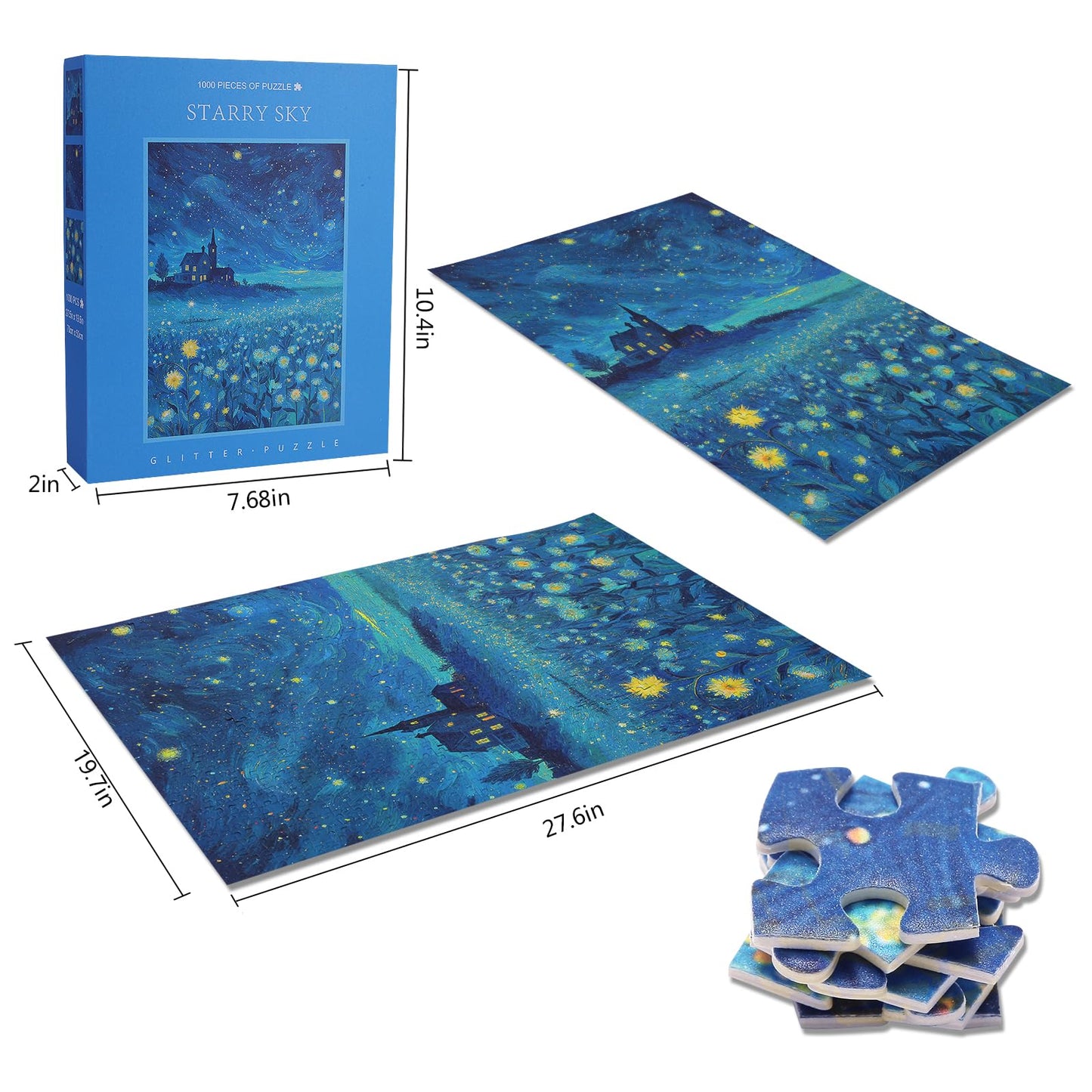 TOCHILD 1000-Piece Glitter Starry Sky Puzzle with Back-Letters | Family Puzzle 70x50 cm
