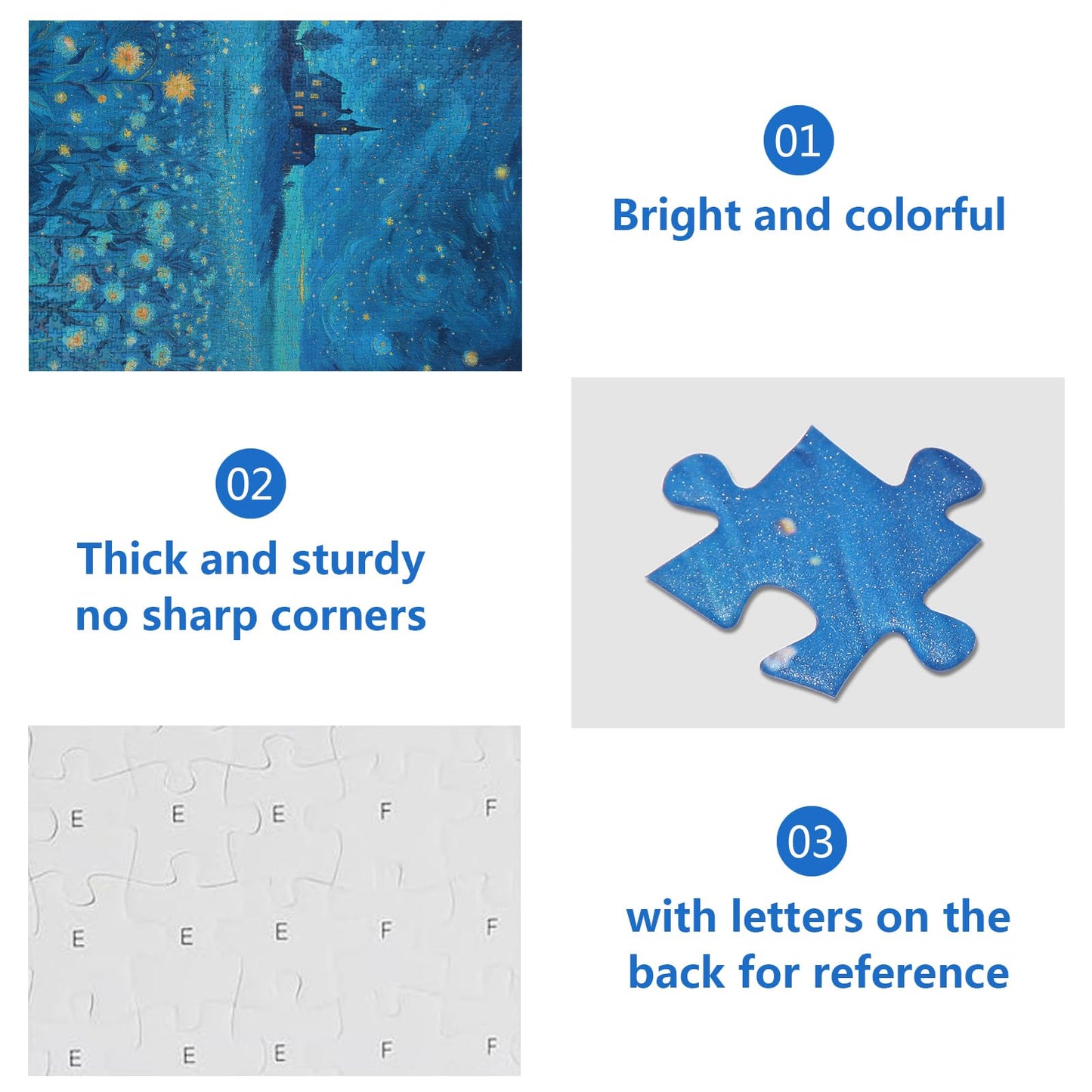 TOCHILD 1000-Piece Glitter Starry Sky Puzzle with Back-Letters | Family Puzzle 70x50 cm