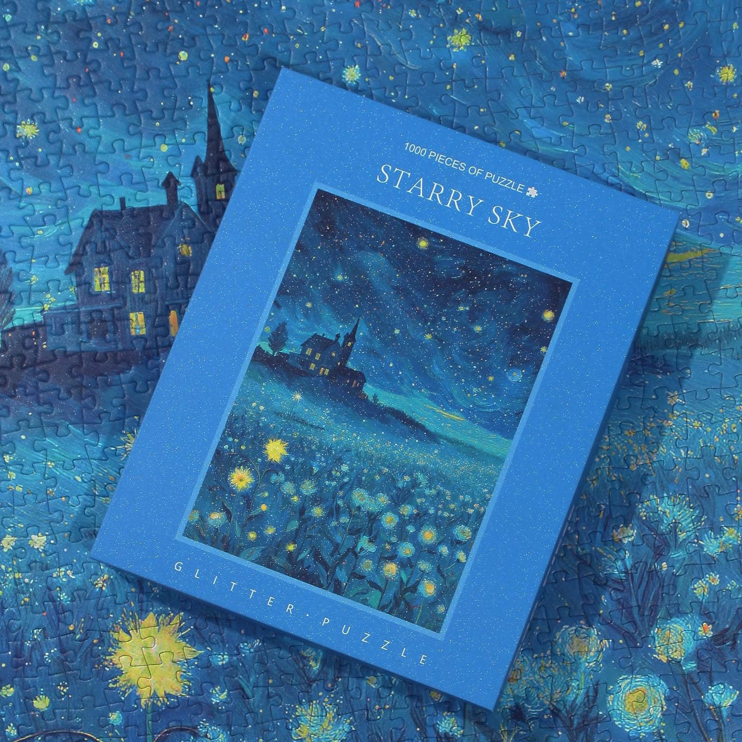 TOCHILD 1000-Piece Glitter Starry Sky Puzzle with Back-Letters | Family Puzzle 70x50 cm