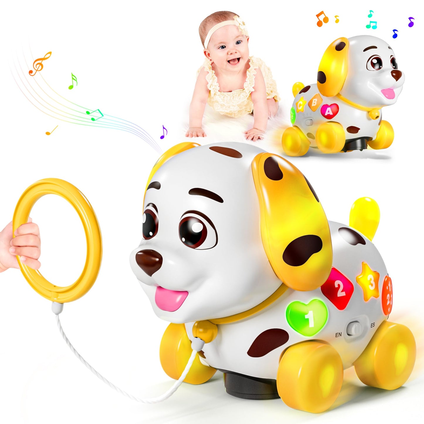 ToddlerCley Musical Puppy Toy for 6-18 Months – Bilingual Learning, 9 Songs, Walking Fun