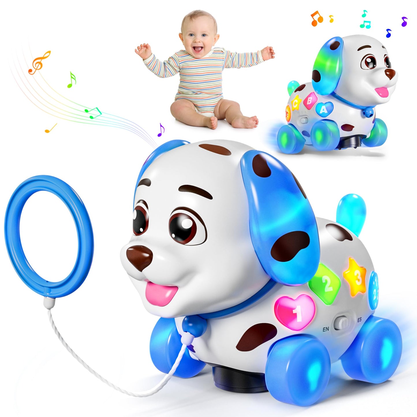 ToddlerCley Musical Puppy Toy — Bilingual Learning for 1+ Year Olds with Lights and Music