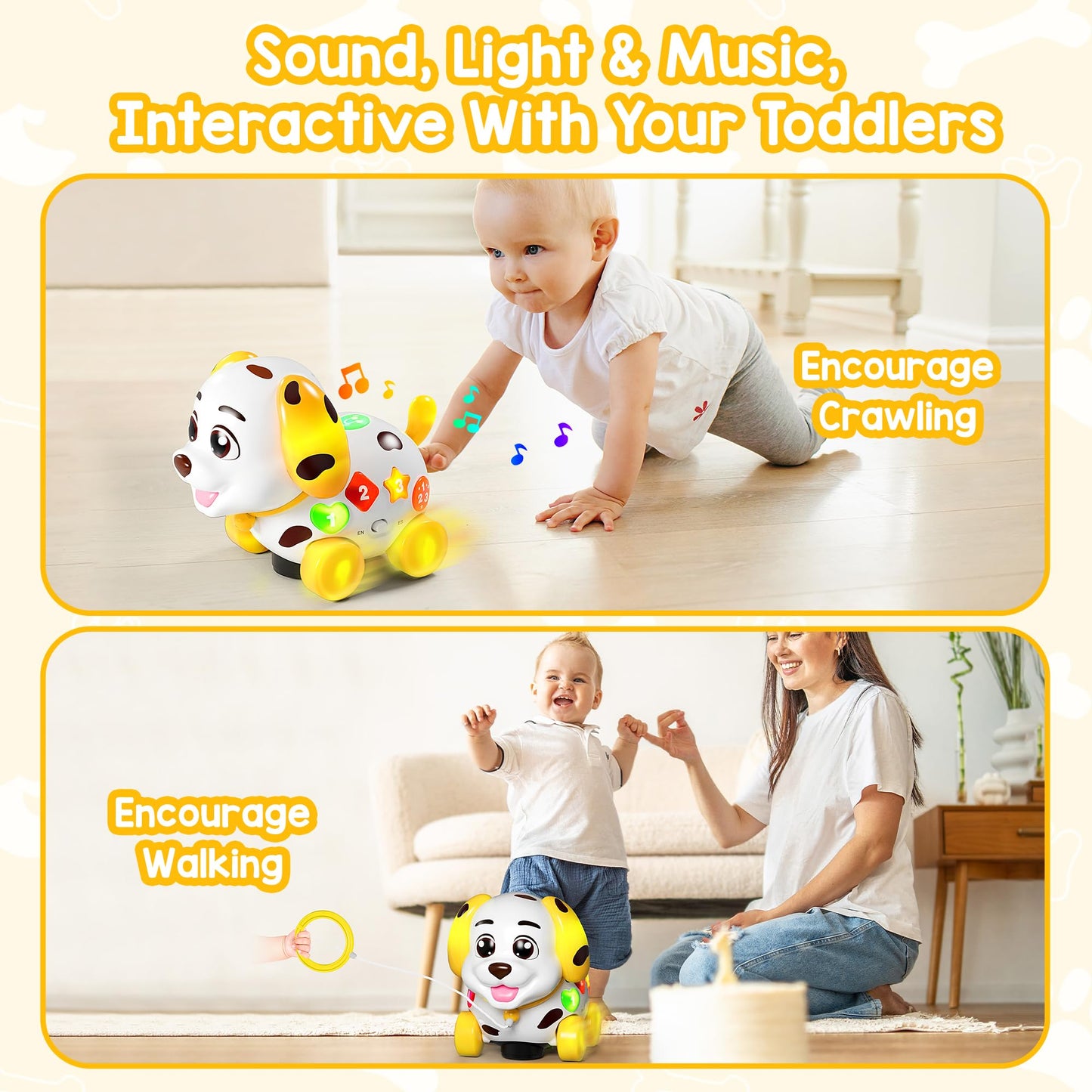 ToddlerCley Musical Puppy Toy for 6-18 Months – Bilingual Learning, 9 Songs, Walking Fun