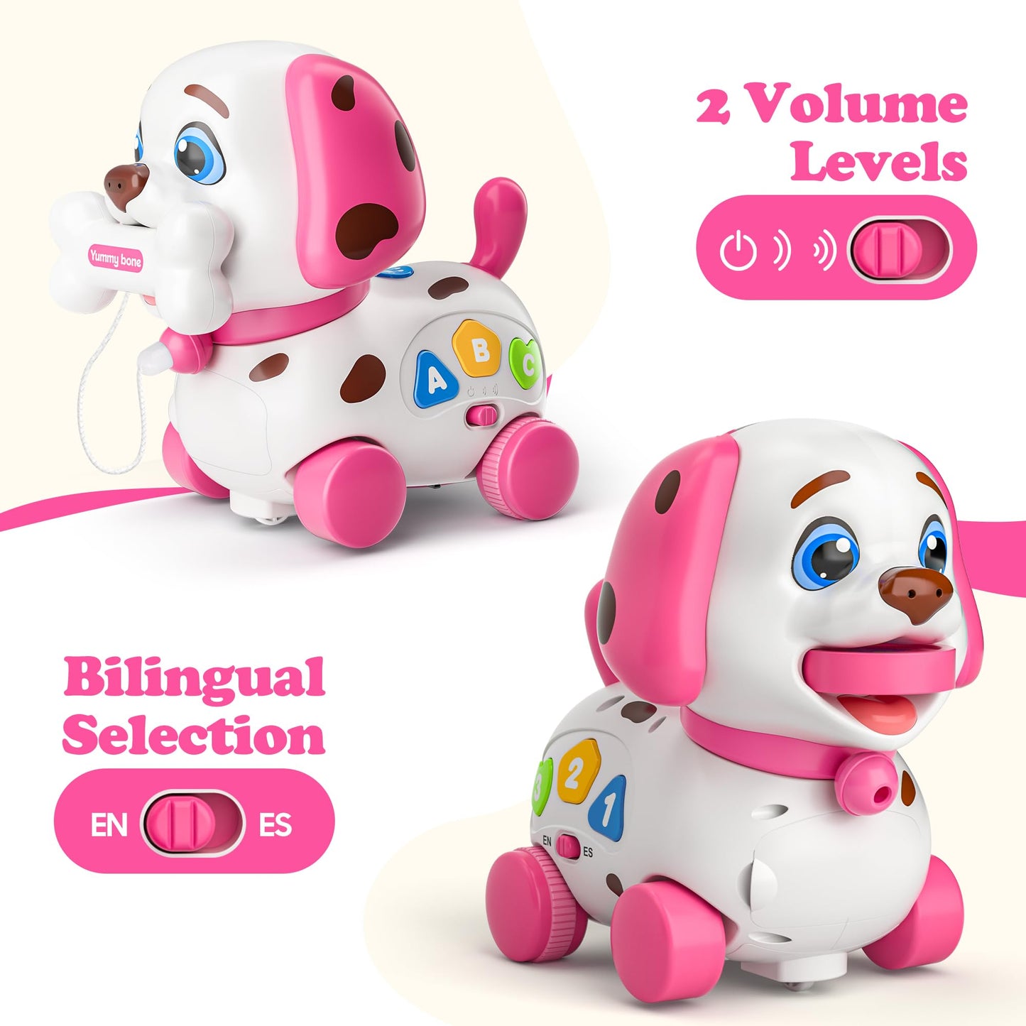 ToddlerCley 4-in-1 Musical Puppy Toy – Bilingual Learning Toy for Babies 6-18 Months