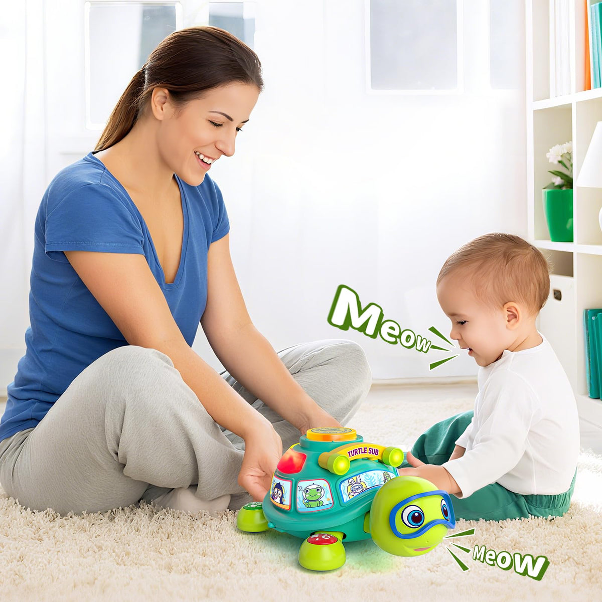 ToddlerCley Musical Turtle Toy – 6-12 Months, Bilingual Learning, Light-Up Sounds, Numbers & Letters