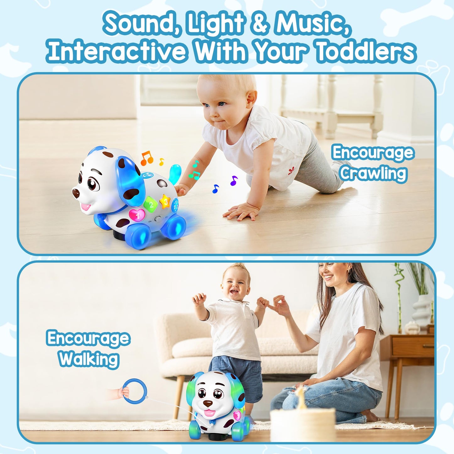 ToddlerCley Musical Puppy Toy — Bilingual Learning for 1+ Year Olds with Lights and Music