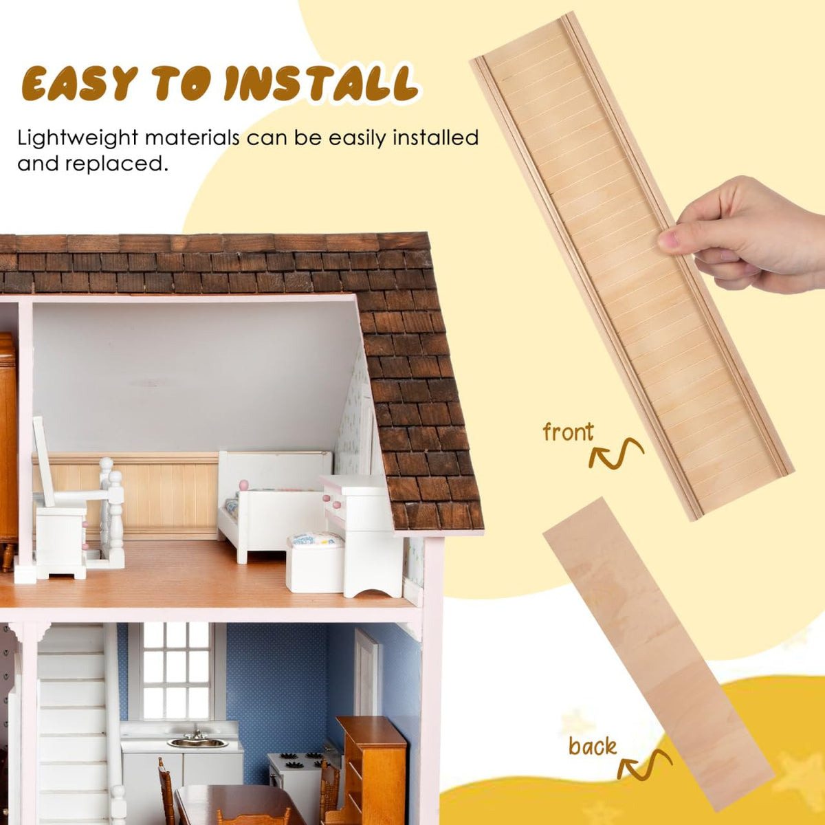 Toddmomy 1:12 Scale Wainscoting Panels for Dollhouses – Beadboard, Traditional & Raised Panel