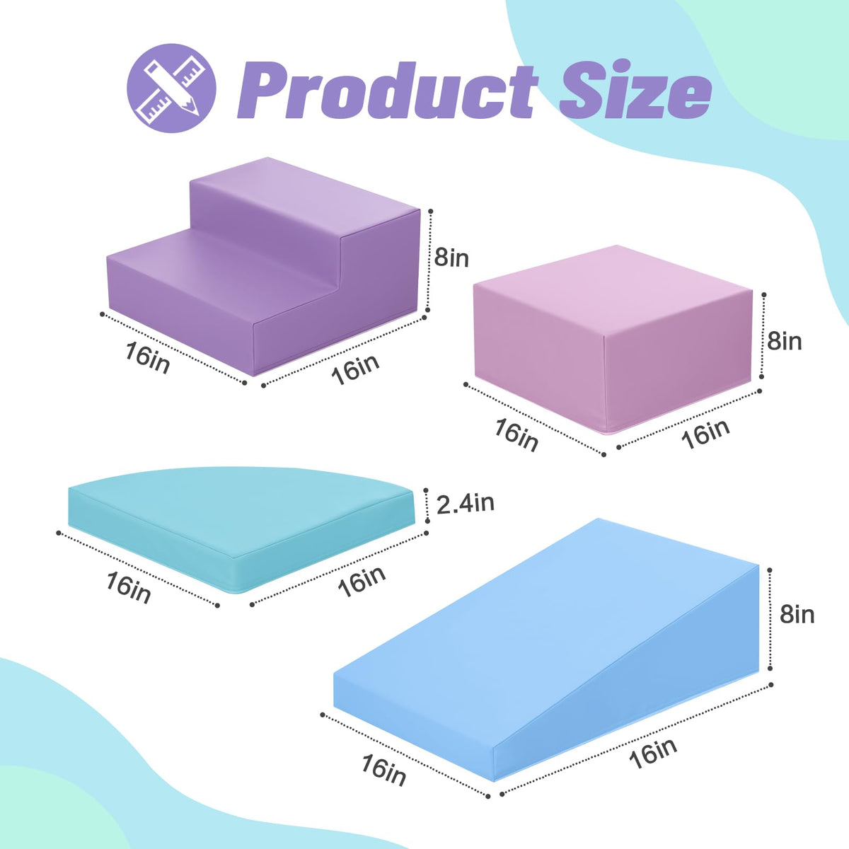 TODIBY 6-Piece Foam Climbing Blocks for Toddlers – Colorful Indoor PU Leather Toy